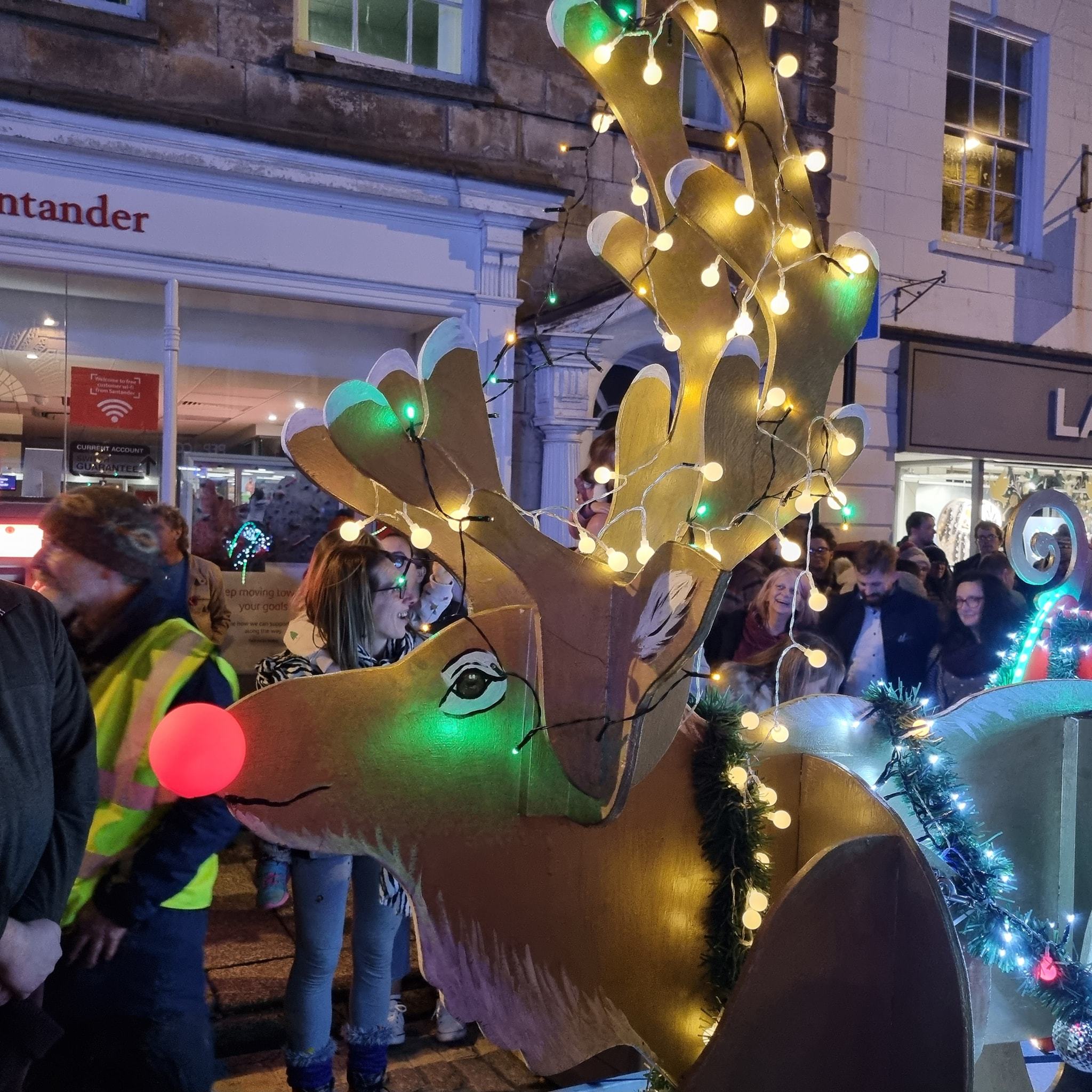Rudolph with his red nose helped pull the sleigh Pictures: Truro BID