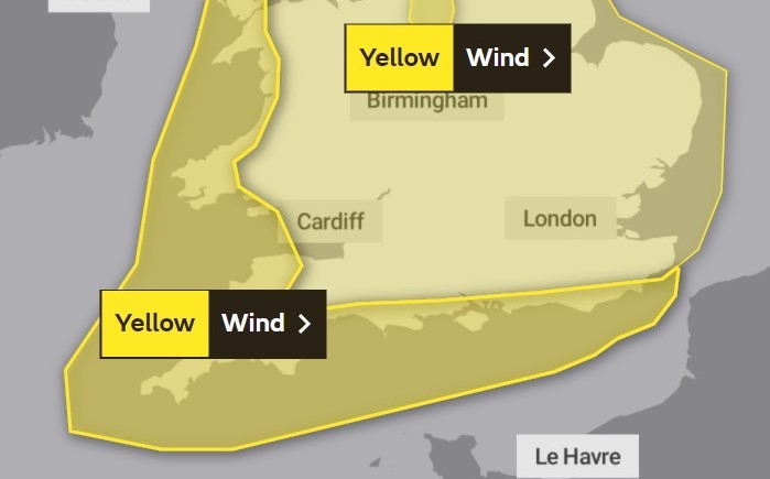 The weather warning for wind could result in large waves on the Cornish coastline. 