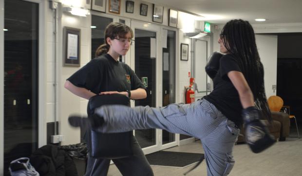 Falmouth Packet: Students kickboxing
