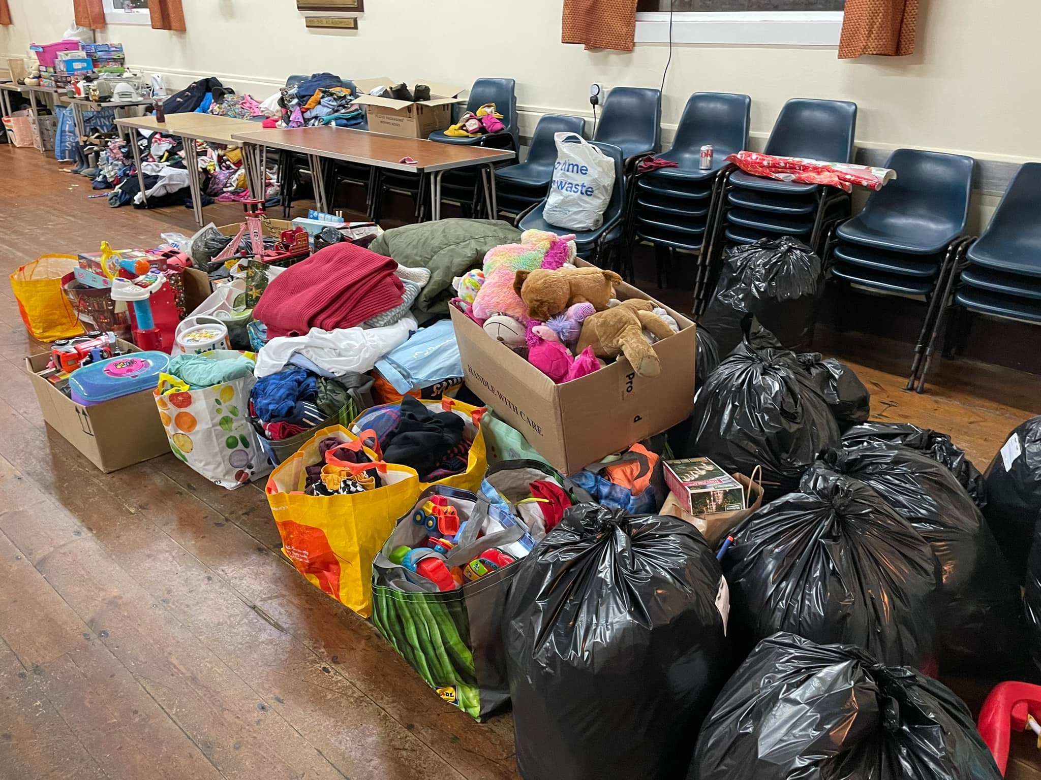 Huge amounts of toys and clothes have been donated