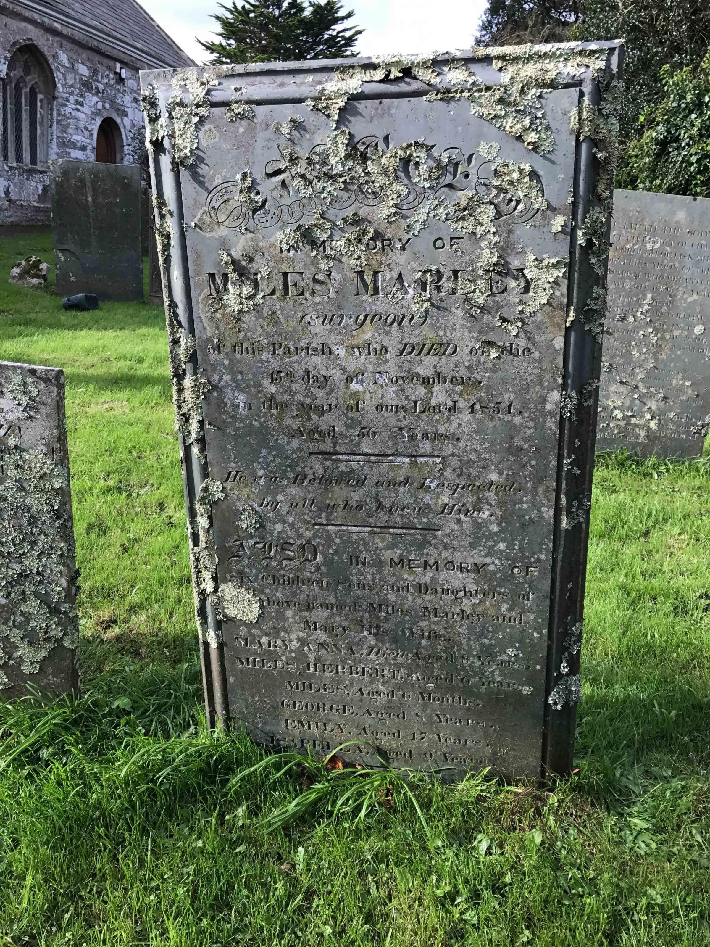 Miles Marleys grave at the St Endellion Church near Port Isaac Picture: Barry West/SWNS