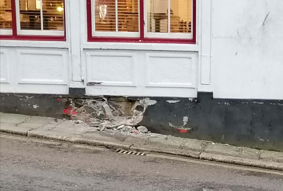 The damage caused at The Red Lion pub