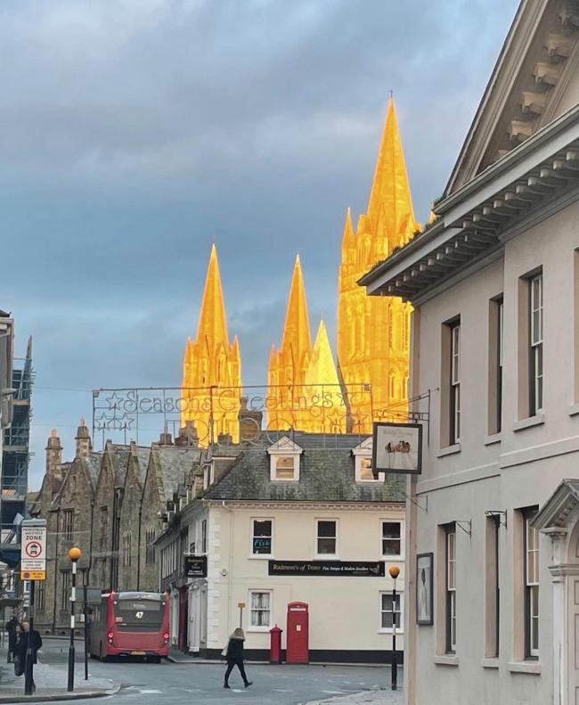 Truro Cathedral illuminated by the sun. Picture: Kerry Knight