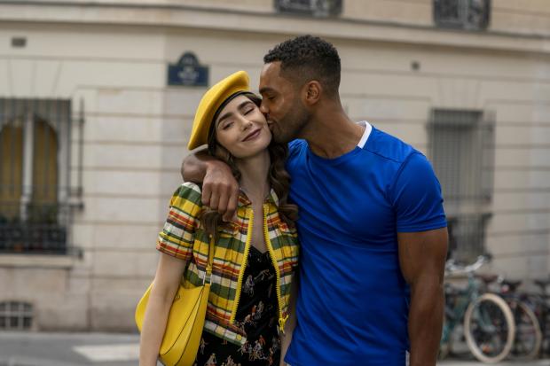 Falmouth Packet: (Left to right) Lily Collins as Emily and Lucien Laviscount as Alfie. Credit: Netflix
