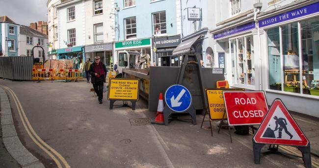 Earlier roadworks in Falmouth. File pic