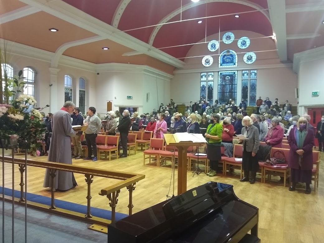 The congregation for the final service at Falmouth Methodist Church