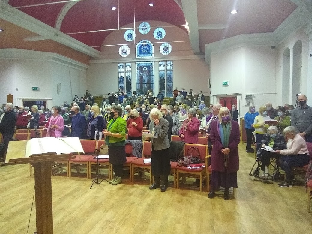The congregation for the final service at Falmouth Methodist Church