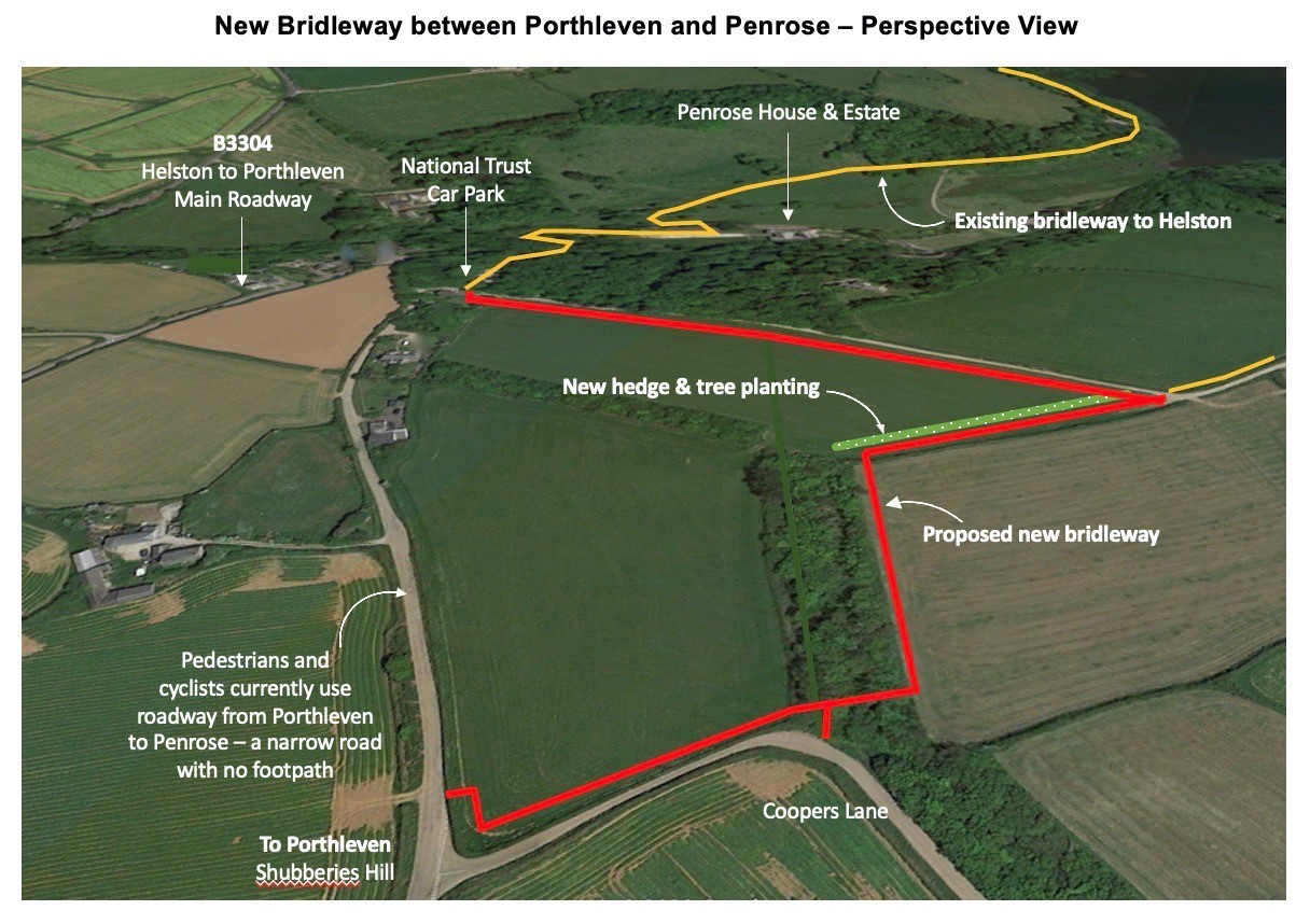 Where the new bridleway will run between Porthleven and Penrose
