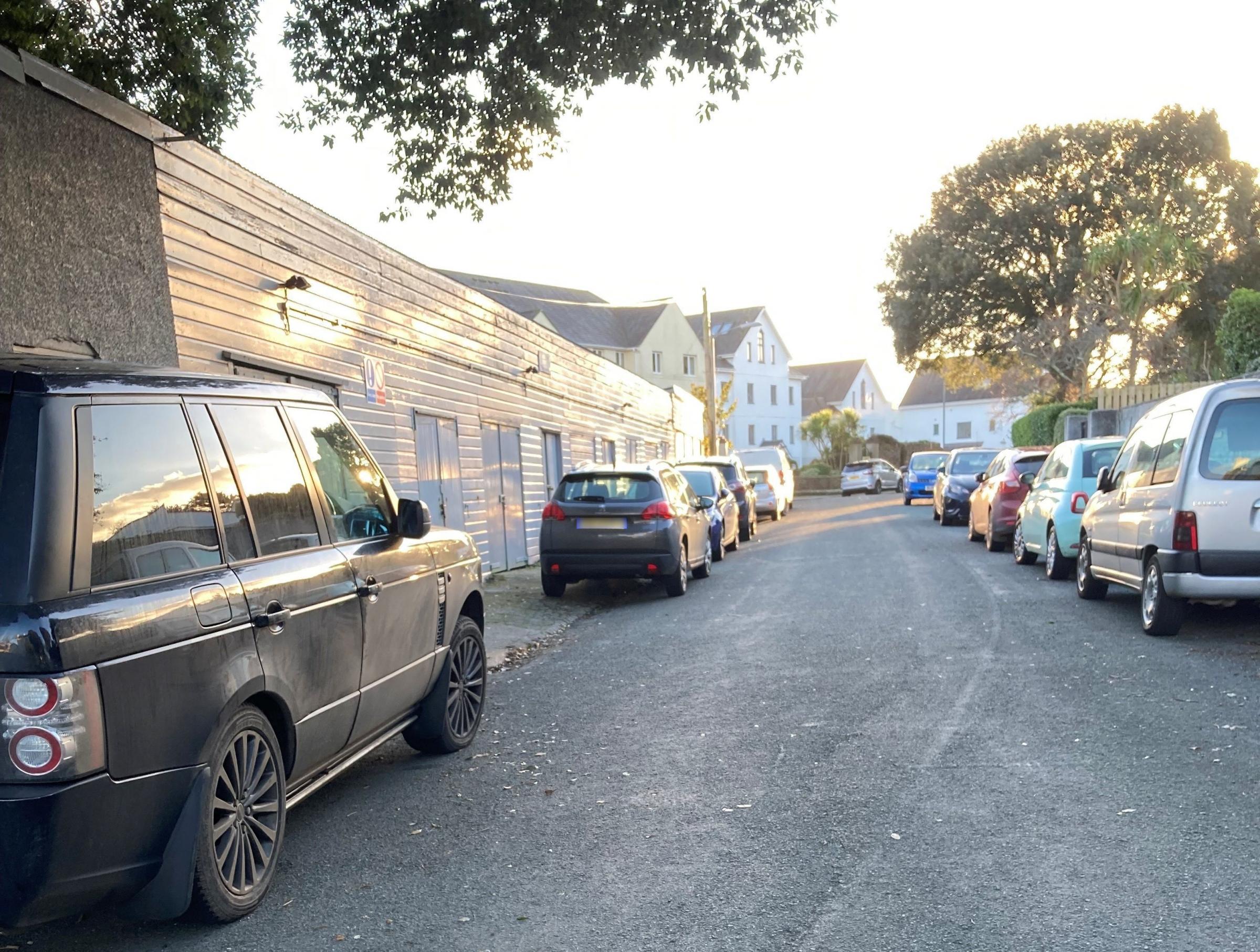 Parking around the garages in Emslie Road