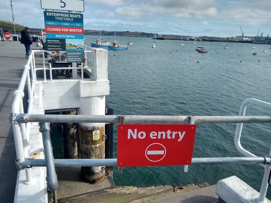 The steps of the pier are closed to the public