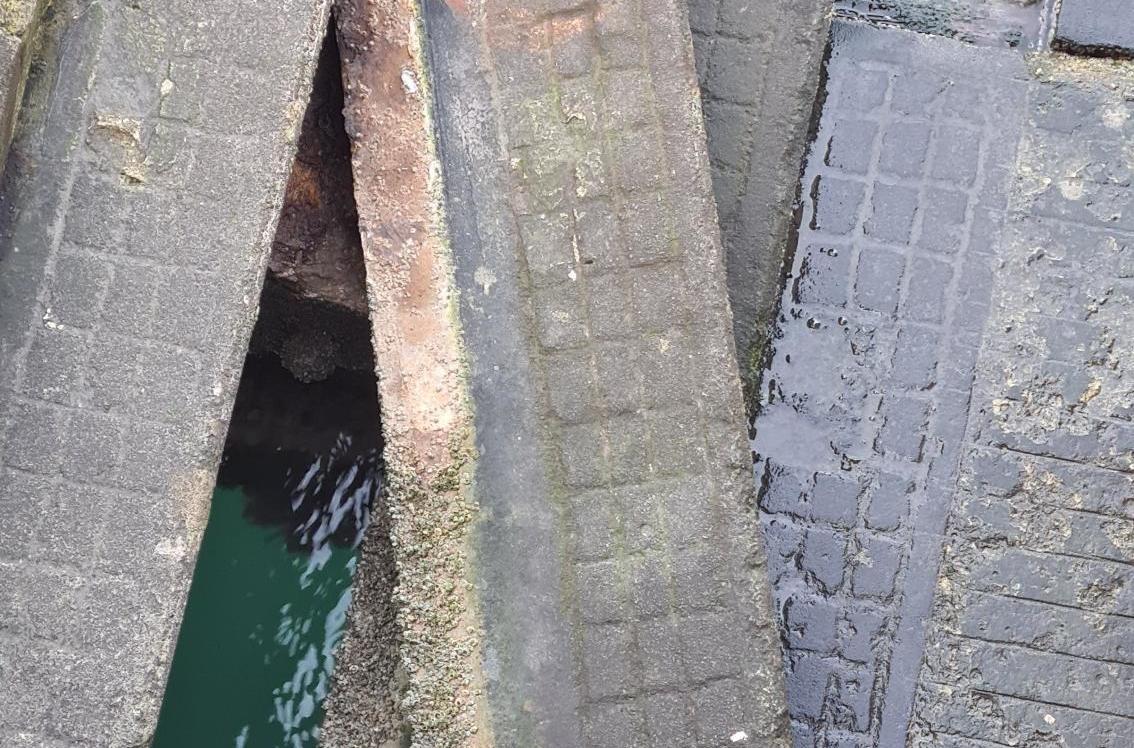 Damage to the pier steps