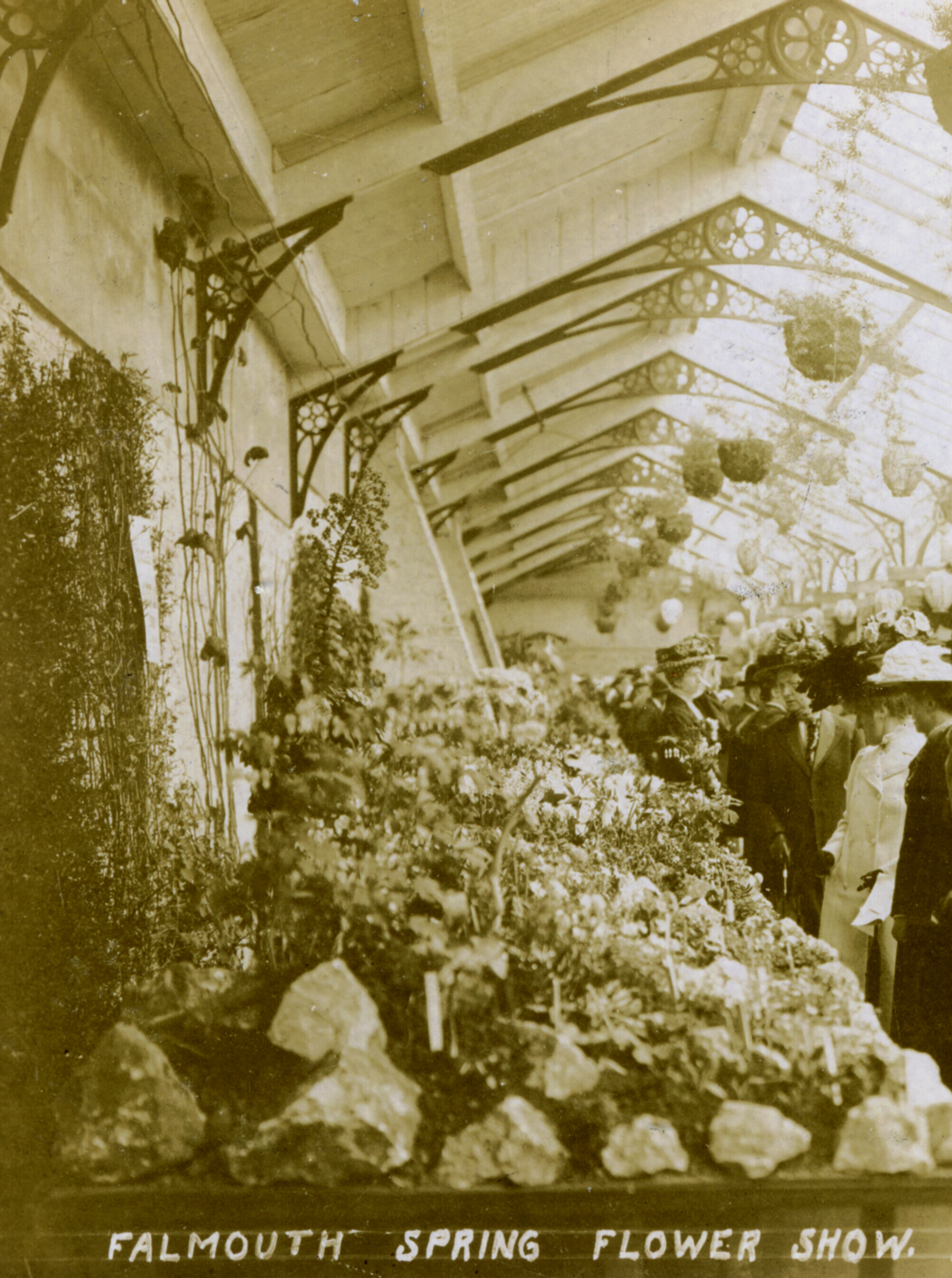 Visitors at Gyllyngdune Gardens for the Falmouth Spring Flower show 1910.