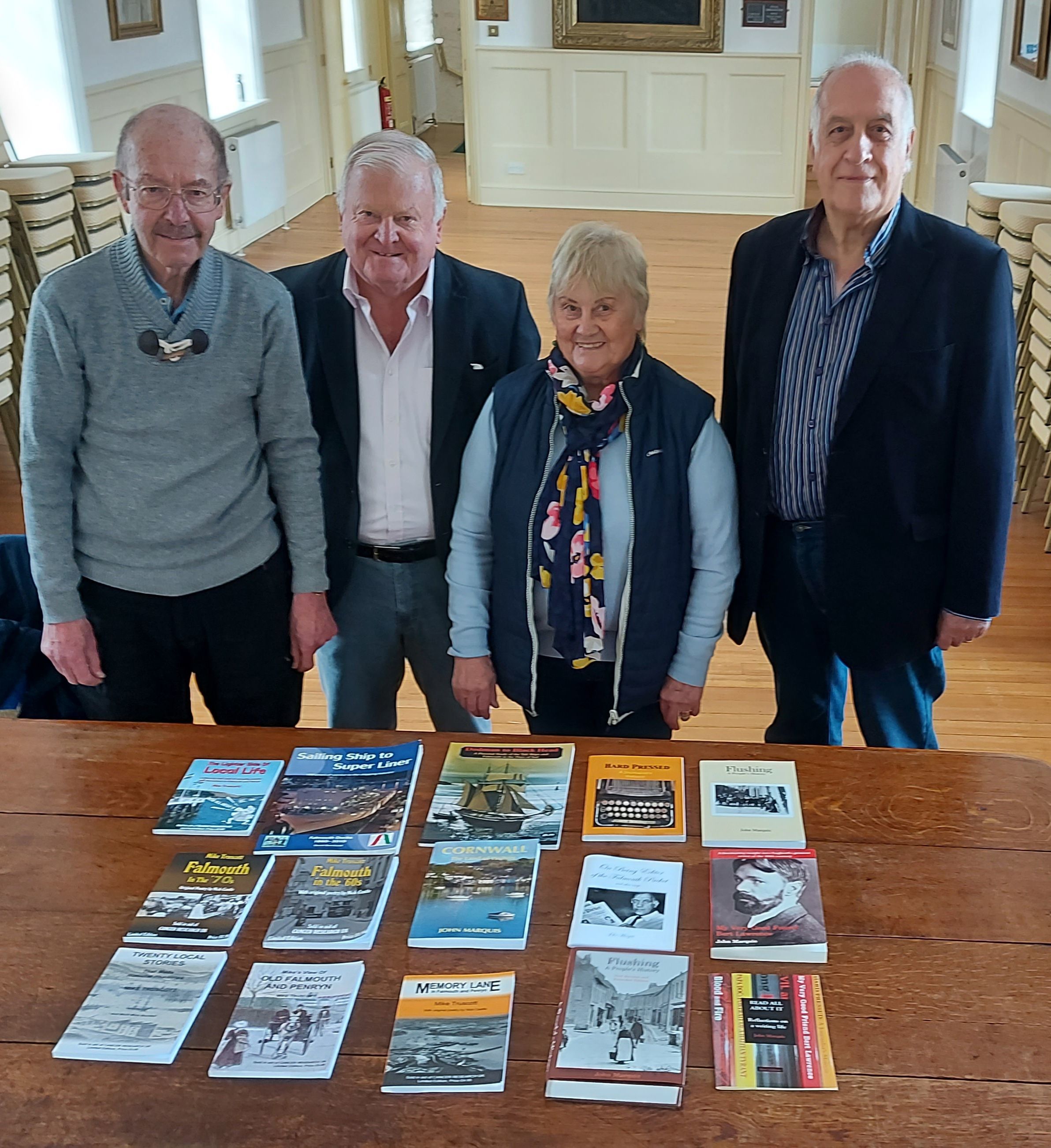 Mike Truscott, David Barnicoat, Gill Grant and John Marquis with the donated books