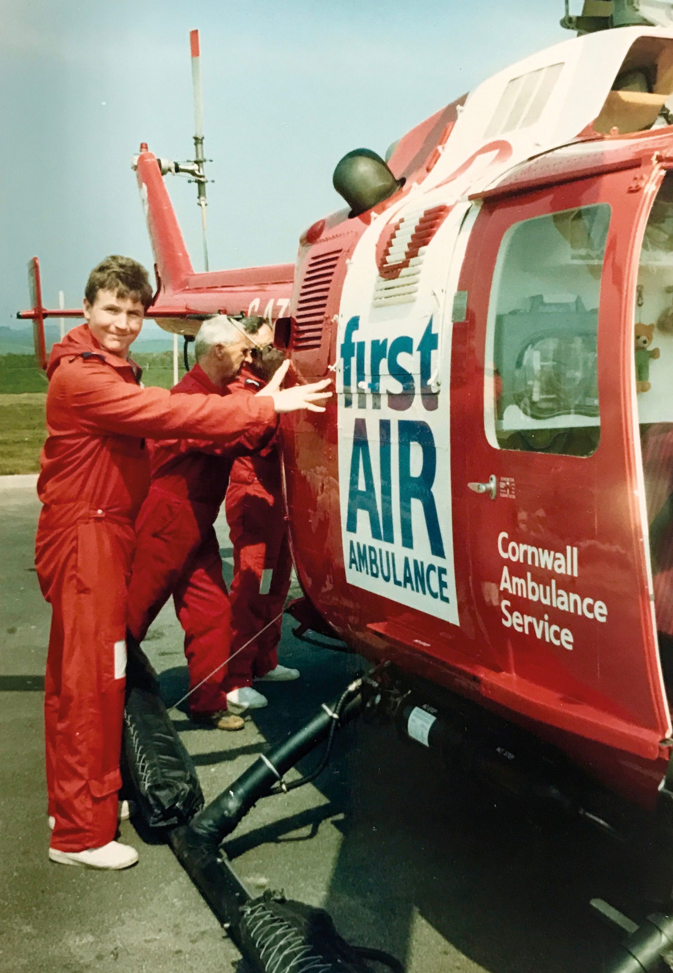 Crew members of the first air ambulance