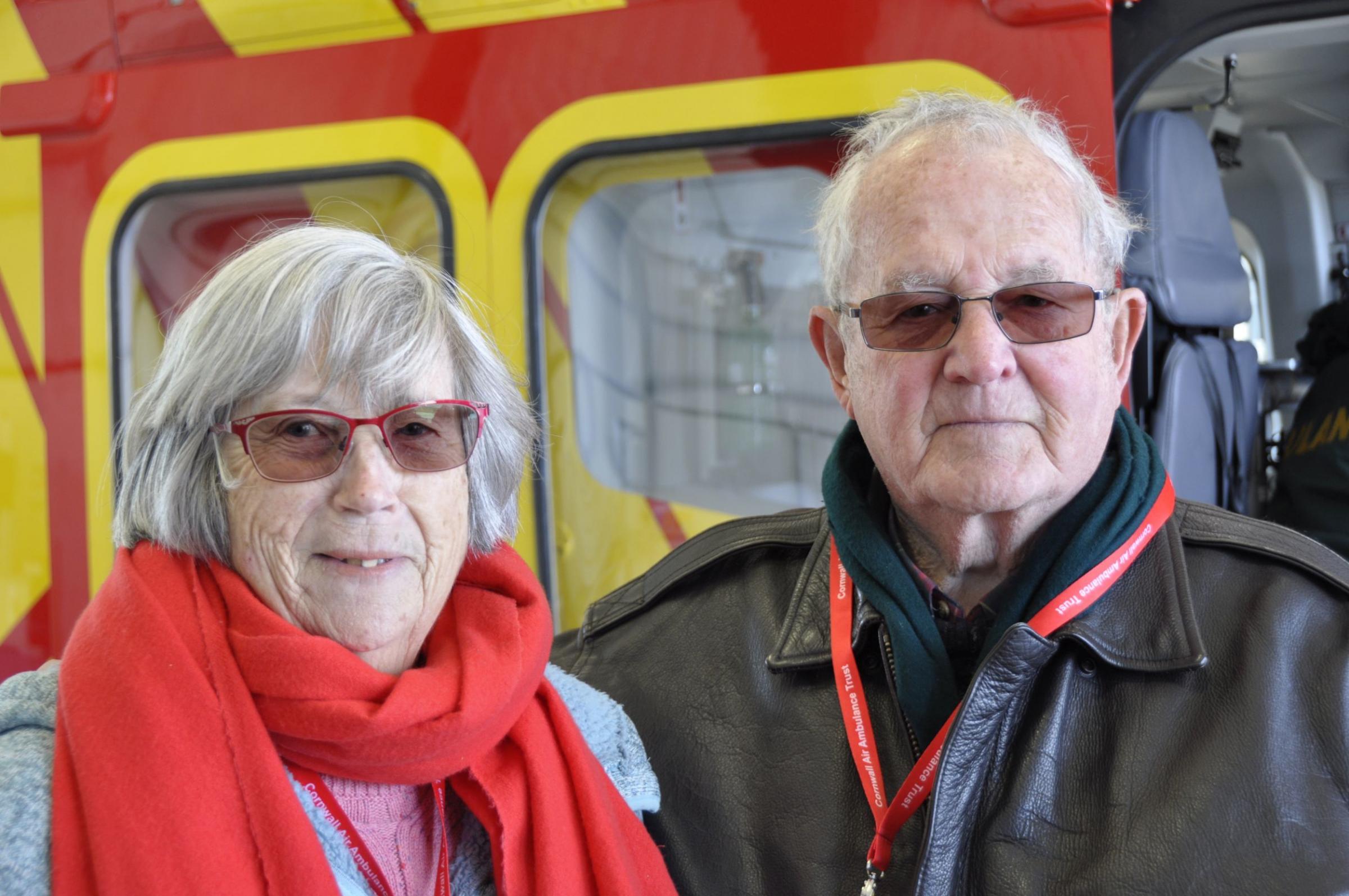 Derreck Lindsey, pictured with his wife, was one of the air ambulances first patients