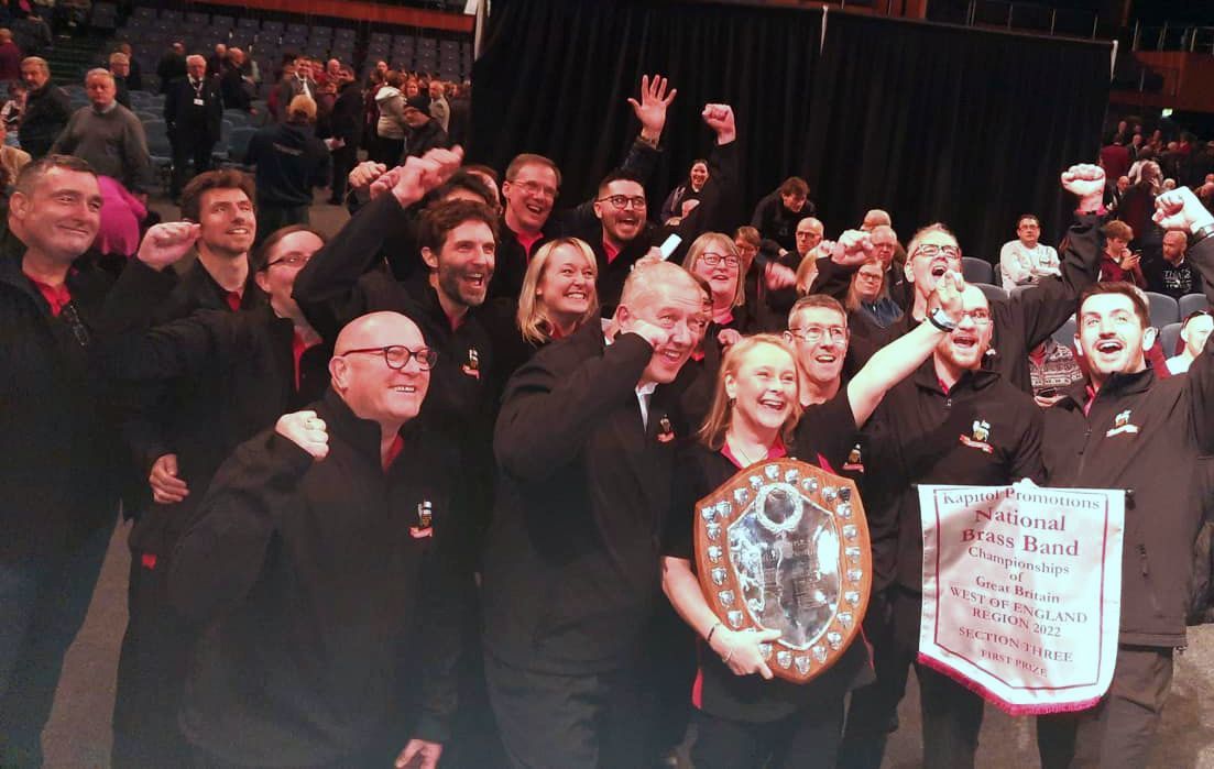 Redruth Town Band celebrating their win in Cheltenham this year. Picture: Redruth Town Band/Facebook