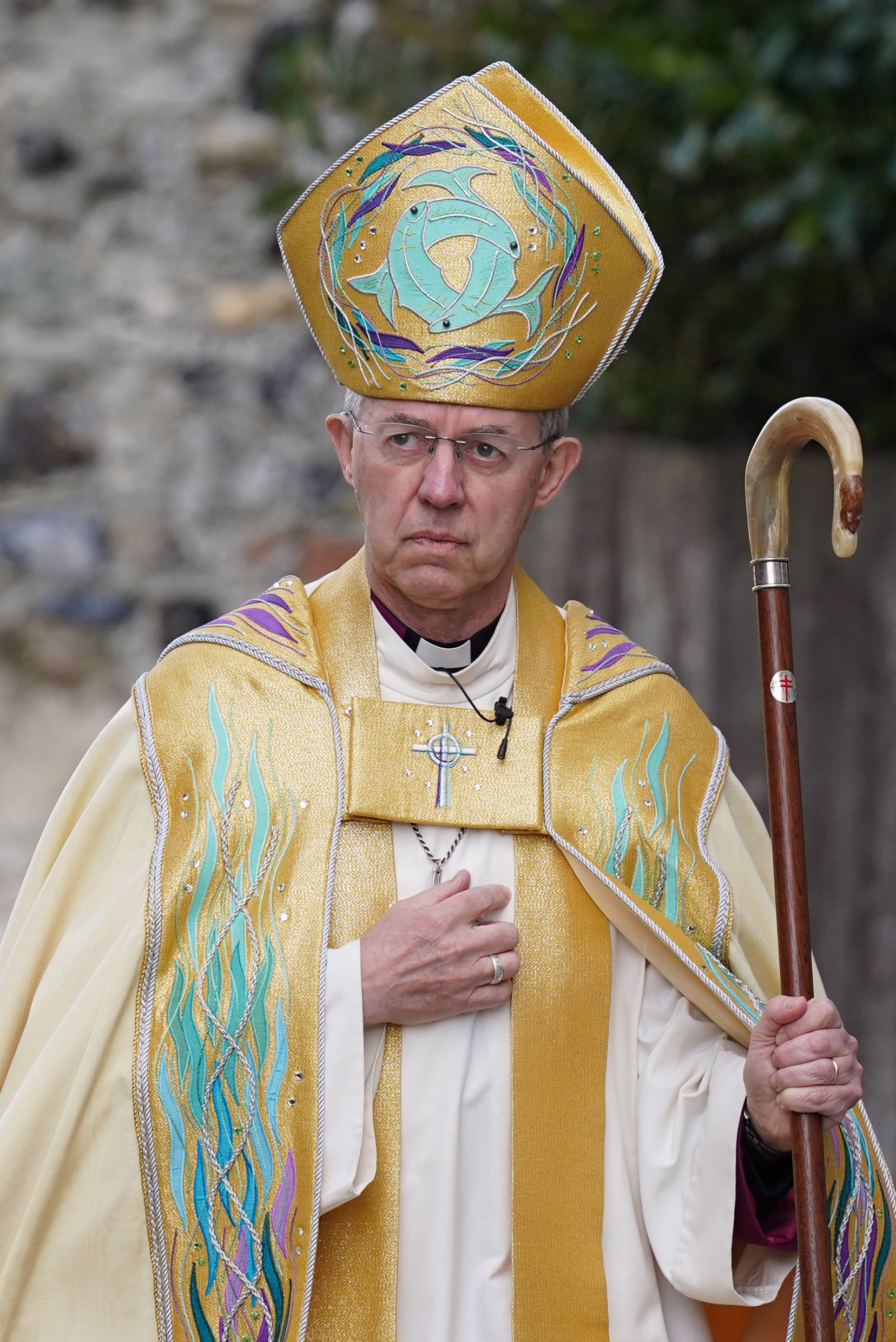 Archbishop of Canterbury Justin Welby arrives for the Easter Sung Eucharist at Canterbury Cathedral in Kent. Picture date: Sunday April 17, 2022. PA Photo. Photo credit should read: Gareth Fuller/PA Wire.