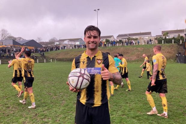 Jack Bray-Evans pictured after scoring four goals against Penryn Athletic on Boxing day