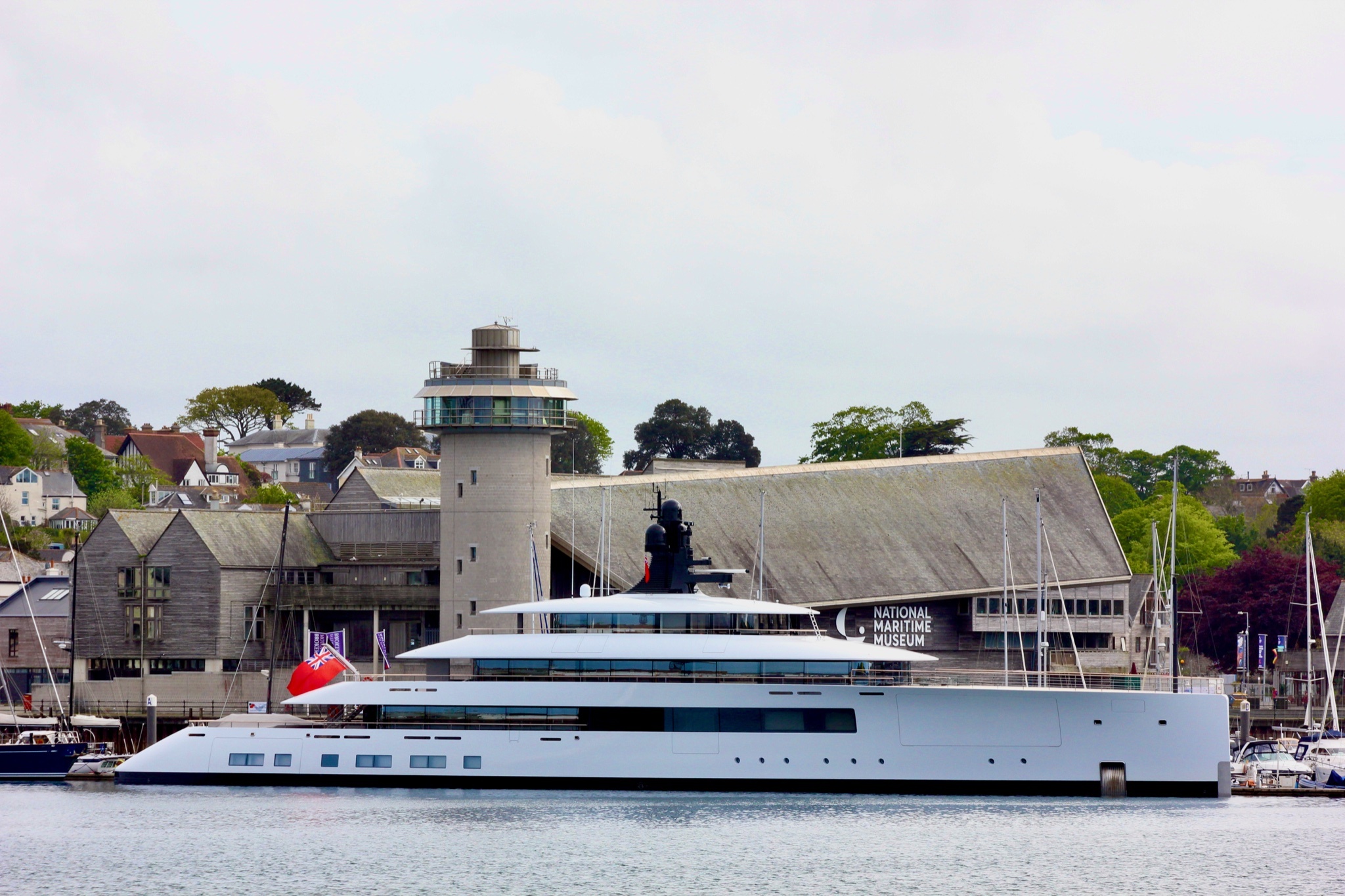 The Superyacht Pi moored up in Falmouth. Picture David Barnicoat