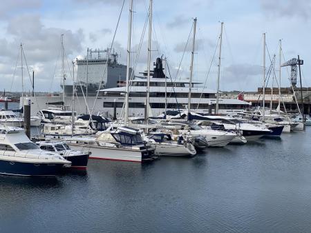 Superyacht Pi moored in Falmouth. Picture James Lowe