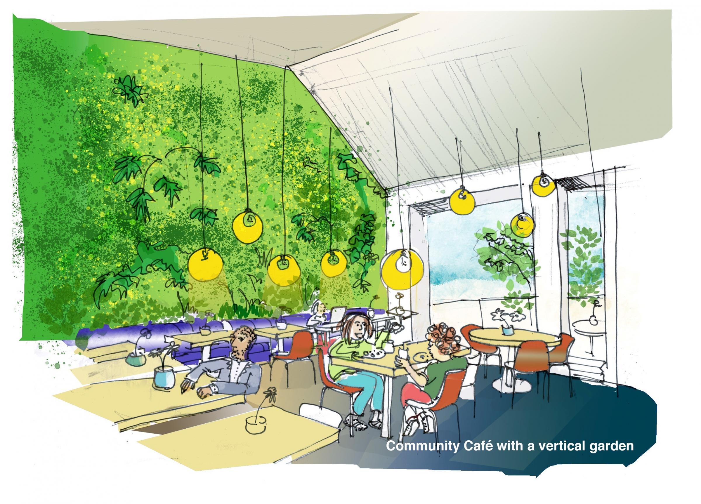 A community cafe with vertical garden is proposed Picture: Asia Grzybowska, Smallwood Architects