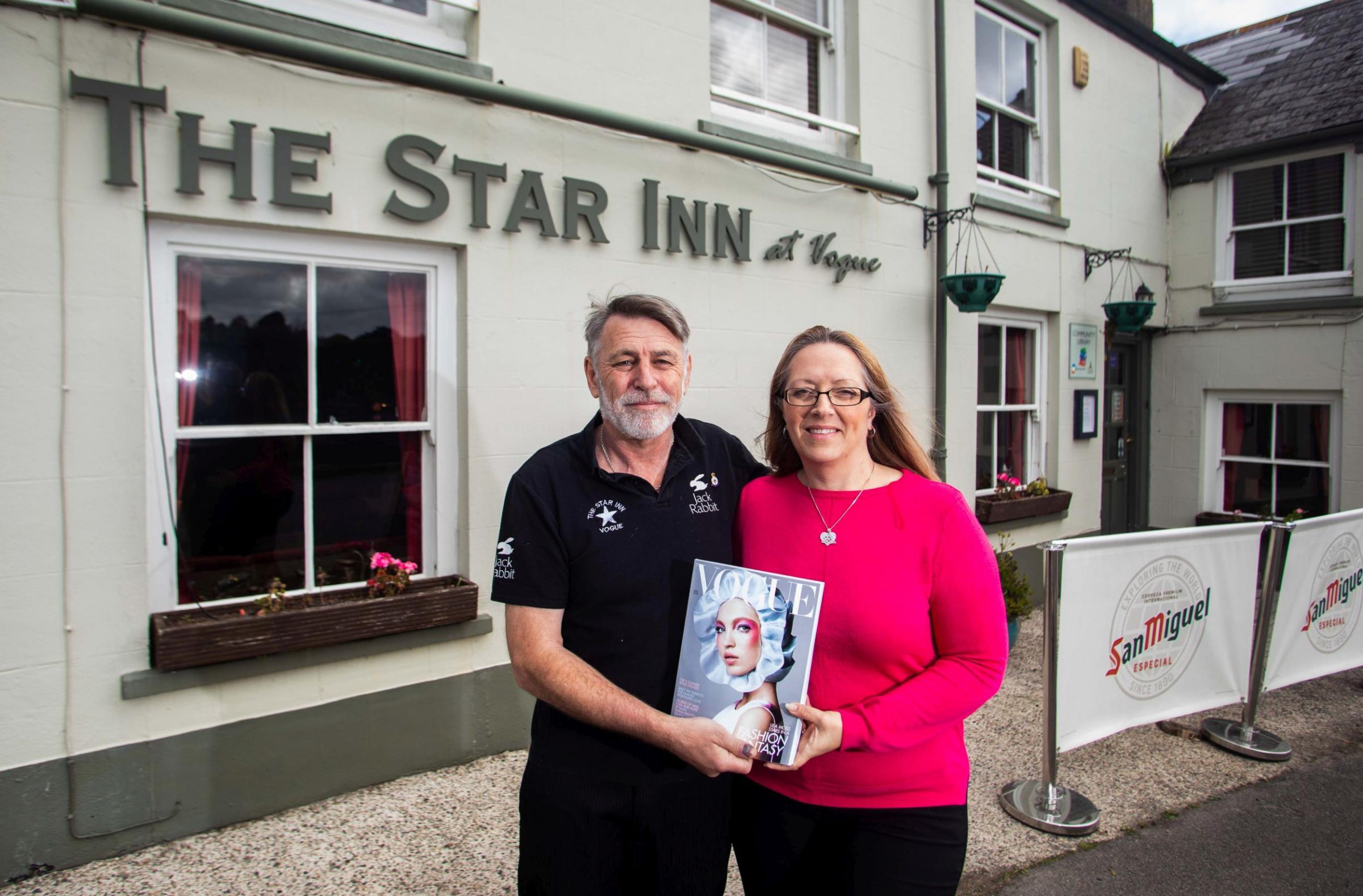 Mark and Rachel Graham outside their pub near St Day Picture: James Dadzitis / SWNS