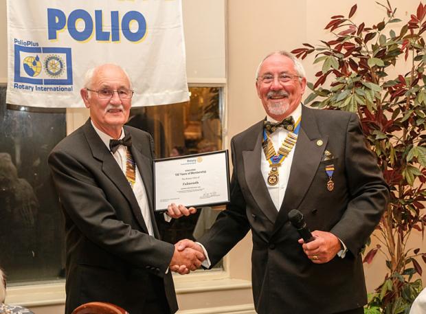 Falmouth Packet: Members of Falmouth Rotary Club were awarded a Centenary certificate
