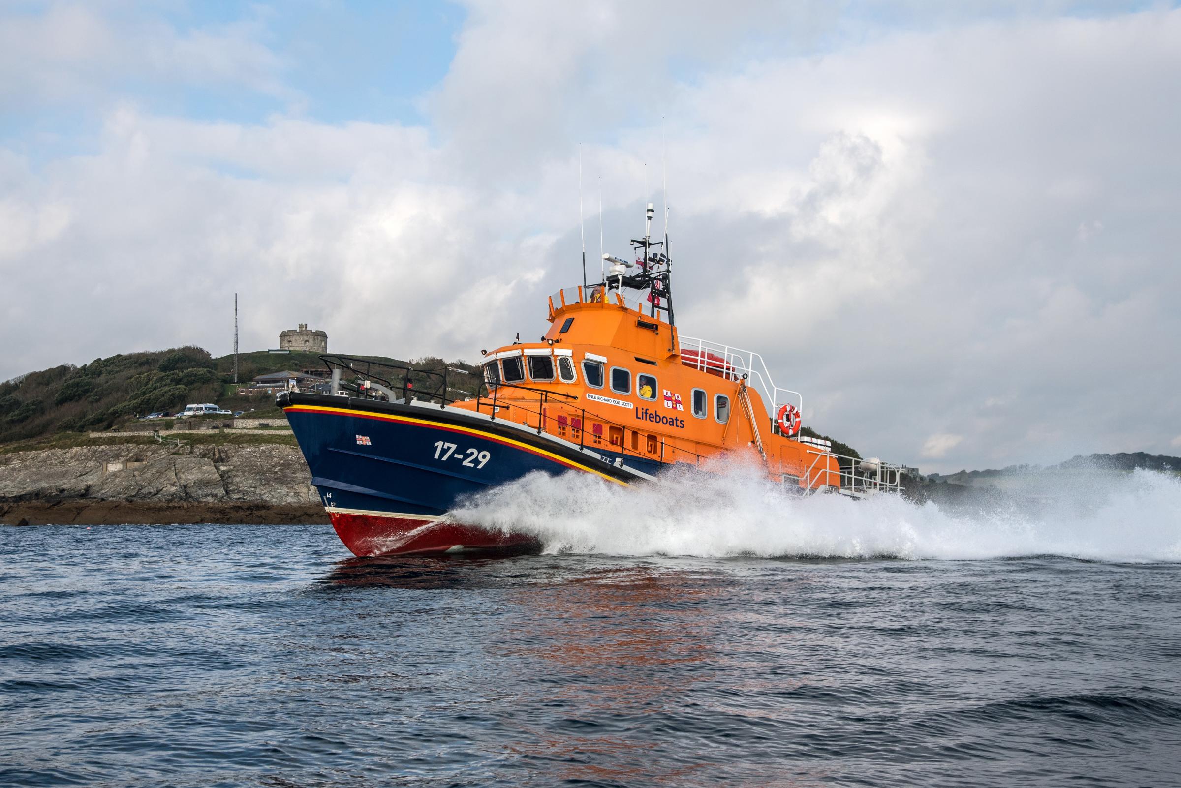 The Richard Cox Scott, a Severn Class all weather RNLI lifeboat will lead the Parade of Power and Sail on Sunday 19th June. Credit: Simon Culliford