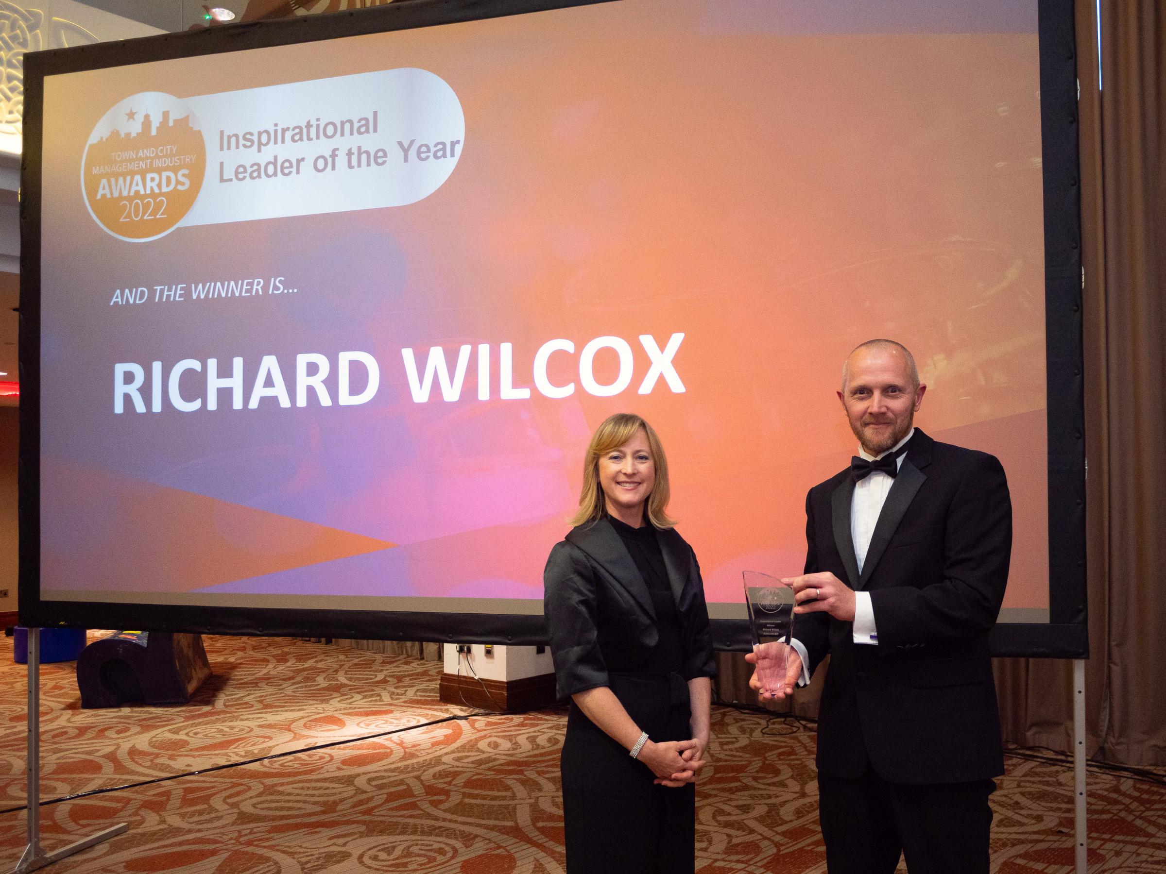 Richard Wilcox winning Inspirational Leader of the Year award