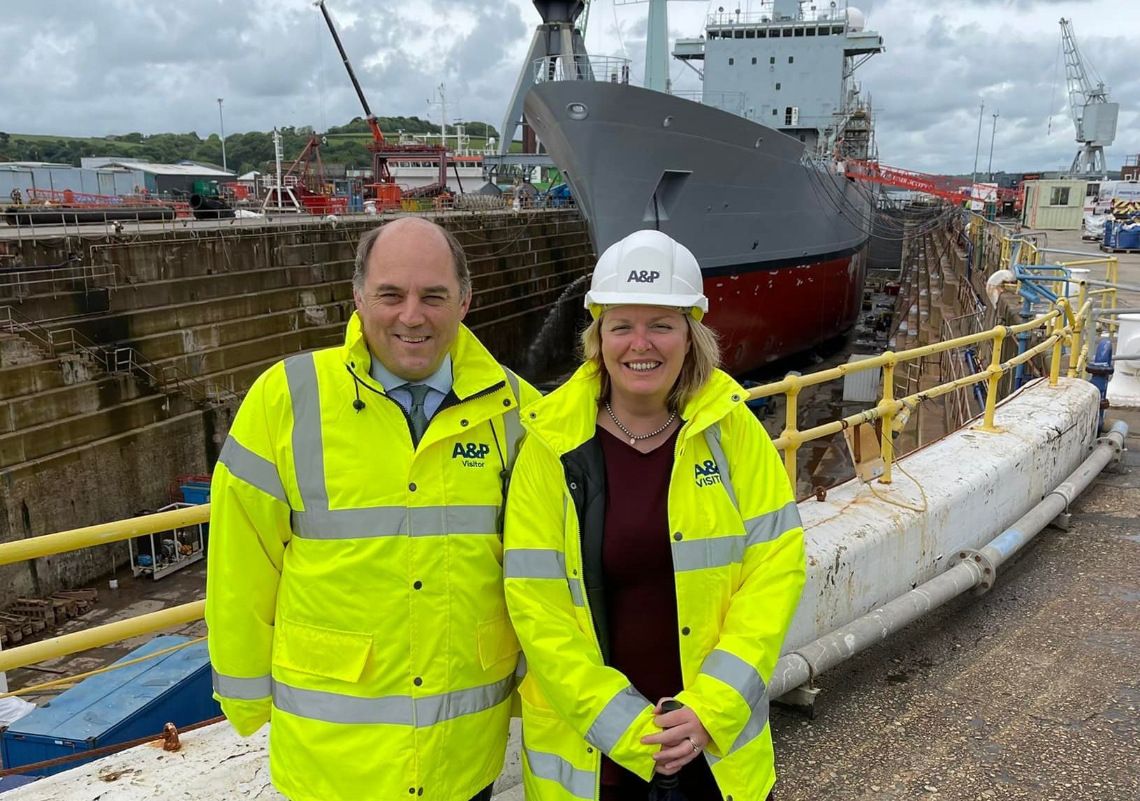 Secretary of State for Defence Ben Wallace with MP Cherilyn Mackrory in Falmouth recent ly