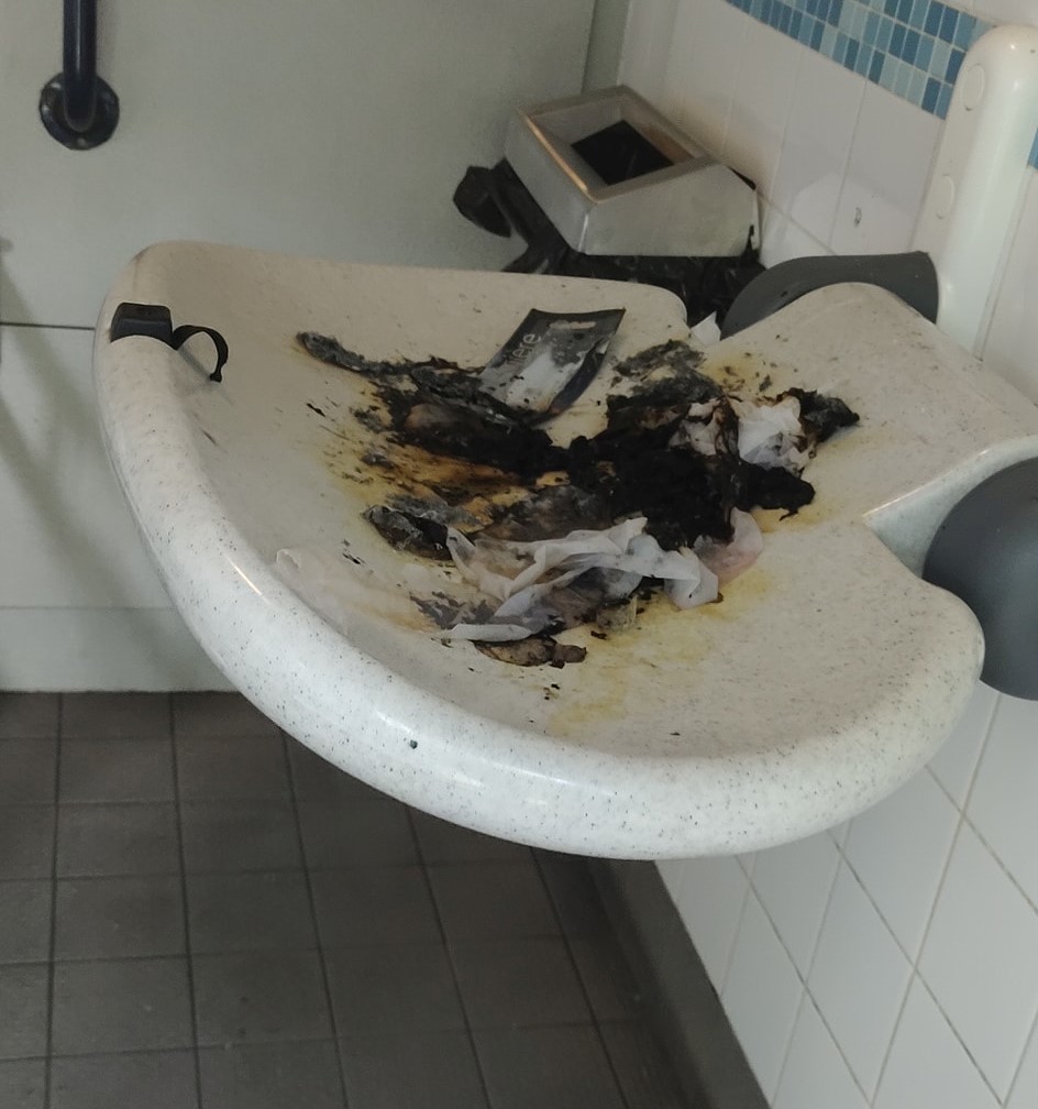 The aftermath of the blaze in Kimberley Park disabled toilets 
