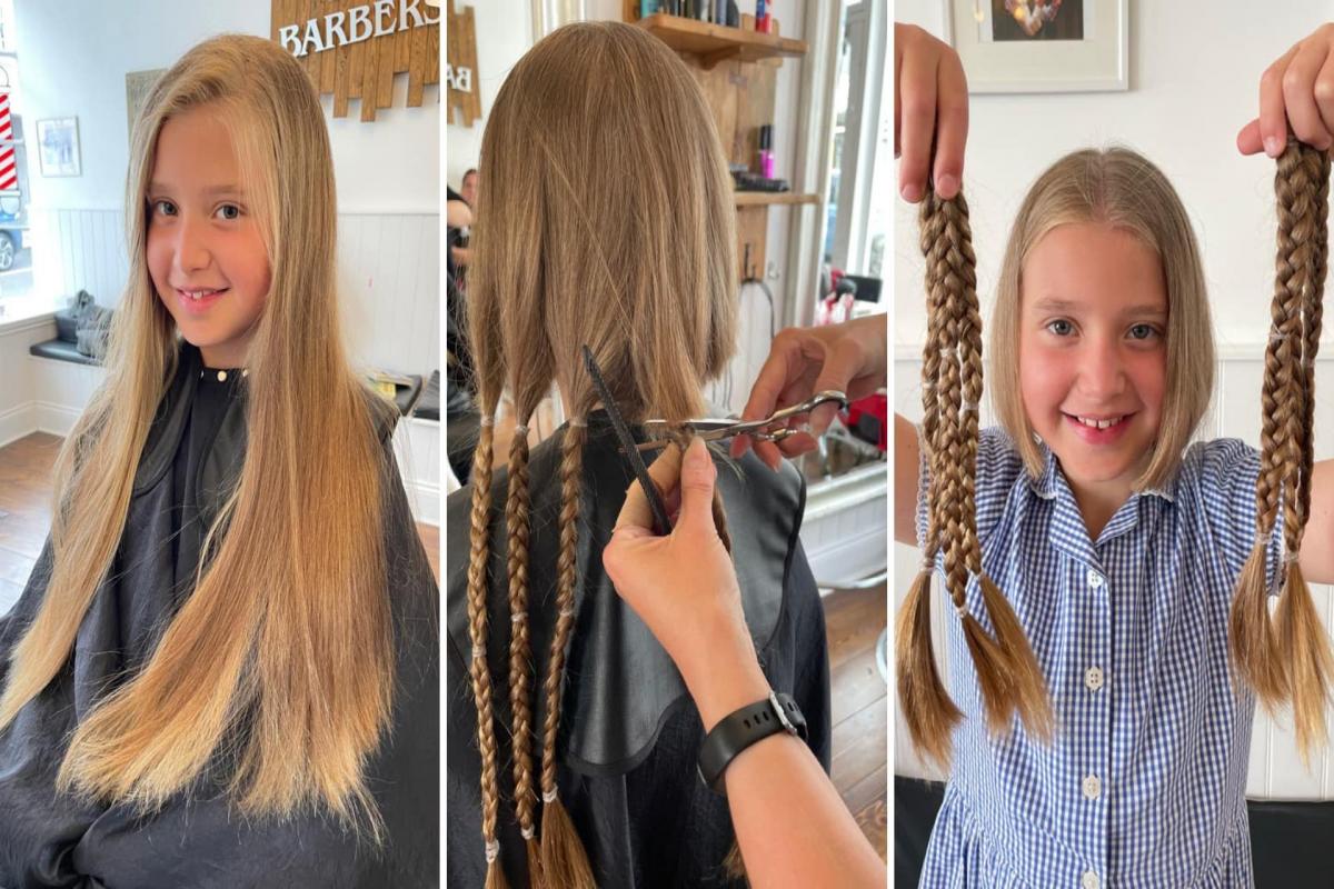 Olivia before, during and after having her hair cut for the Little Princess Trust  Pictures: Sarah Eva