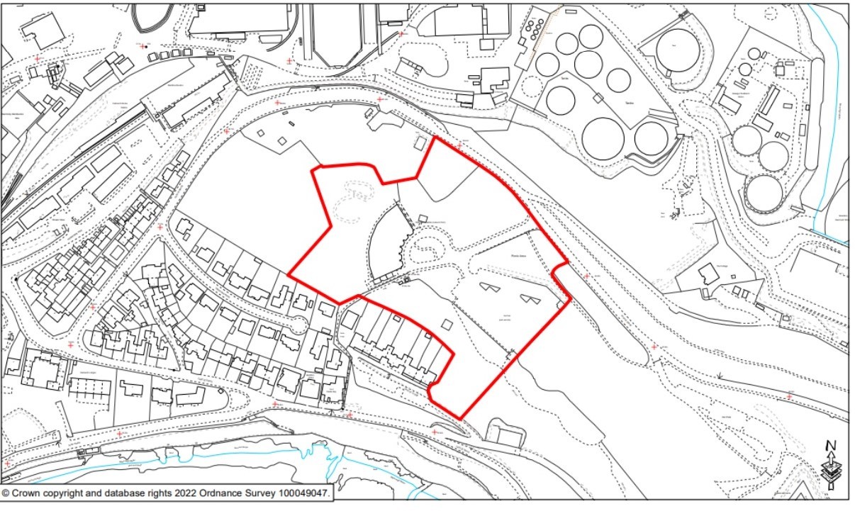 The red line plan, shows boundary of the Ships and Castles site to be sold