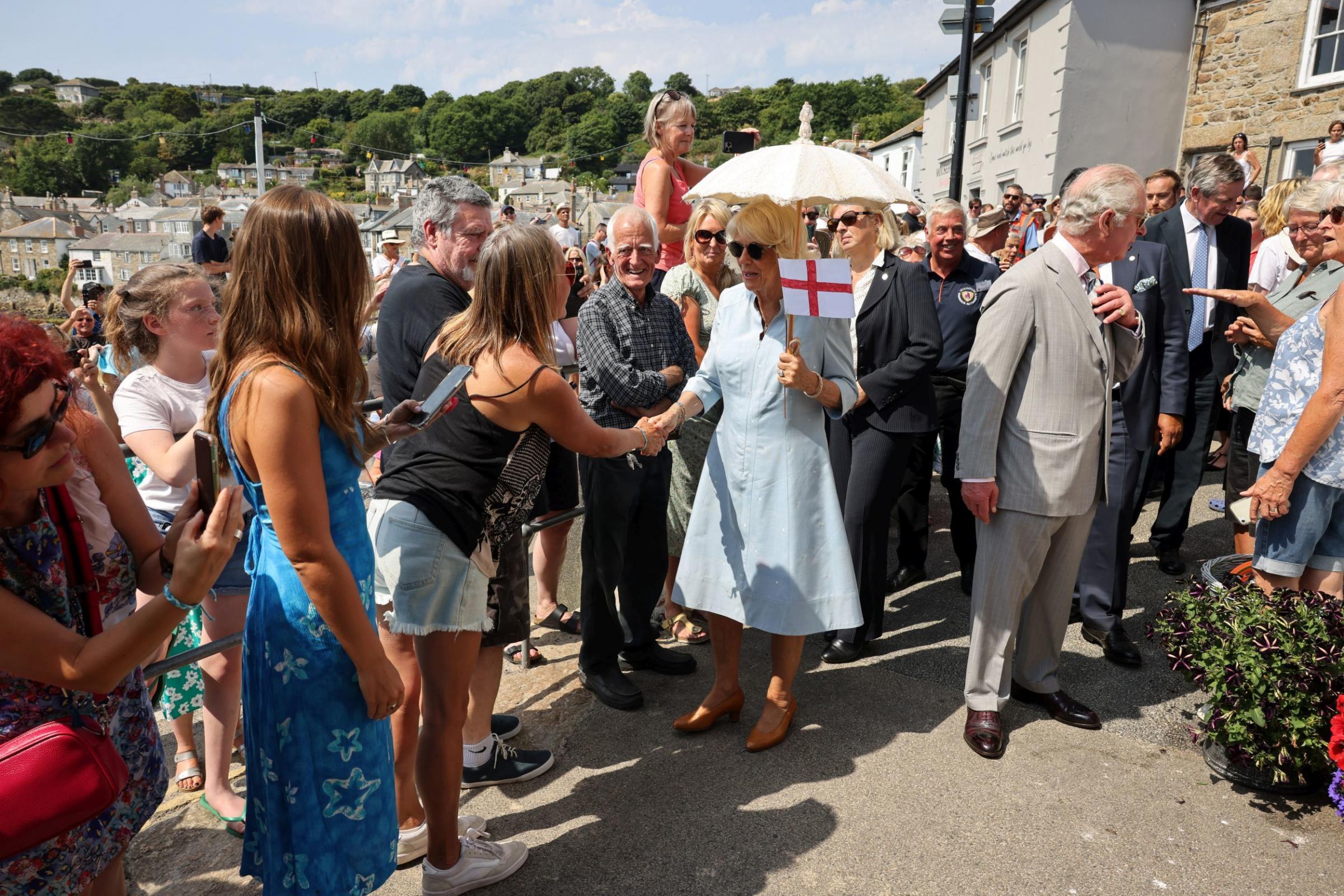 The couple meet local residents Picture: Greg Martin / Cornwall Live