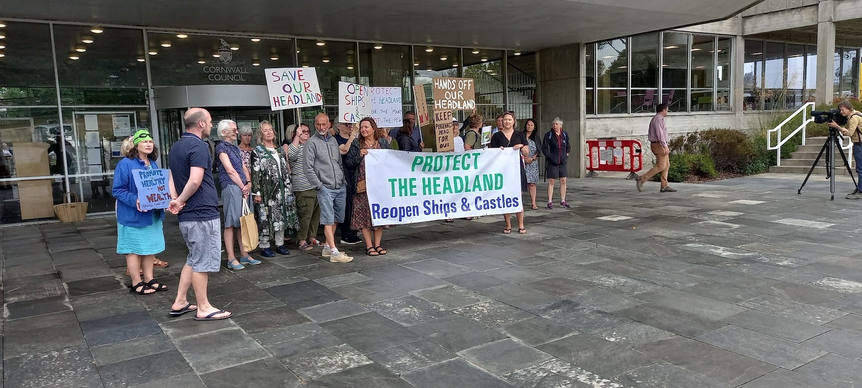 Protestors gathered outside New County Hall