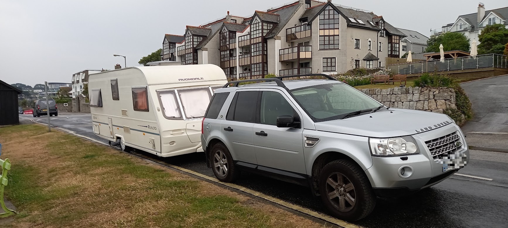 Vans parked on Falmouth sea front