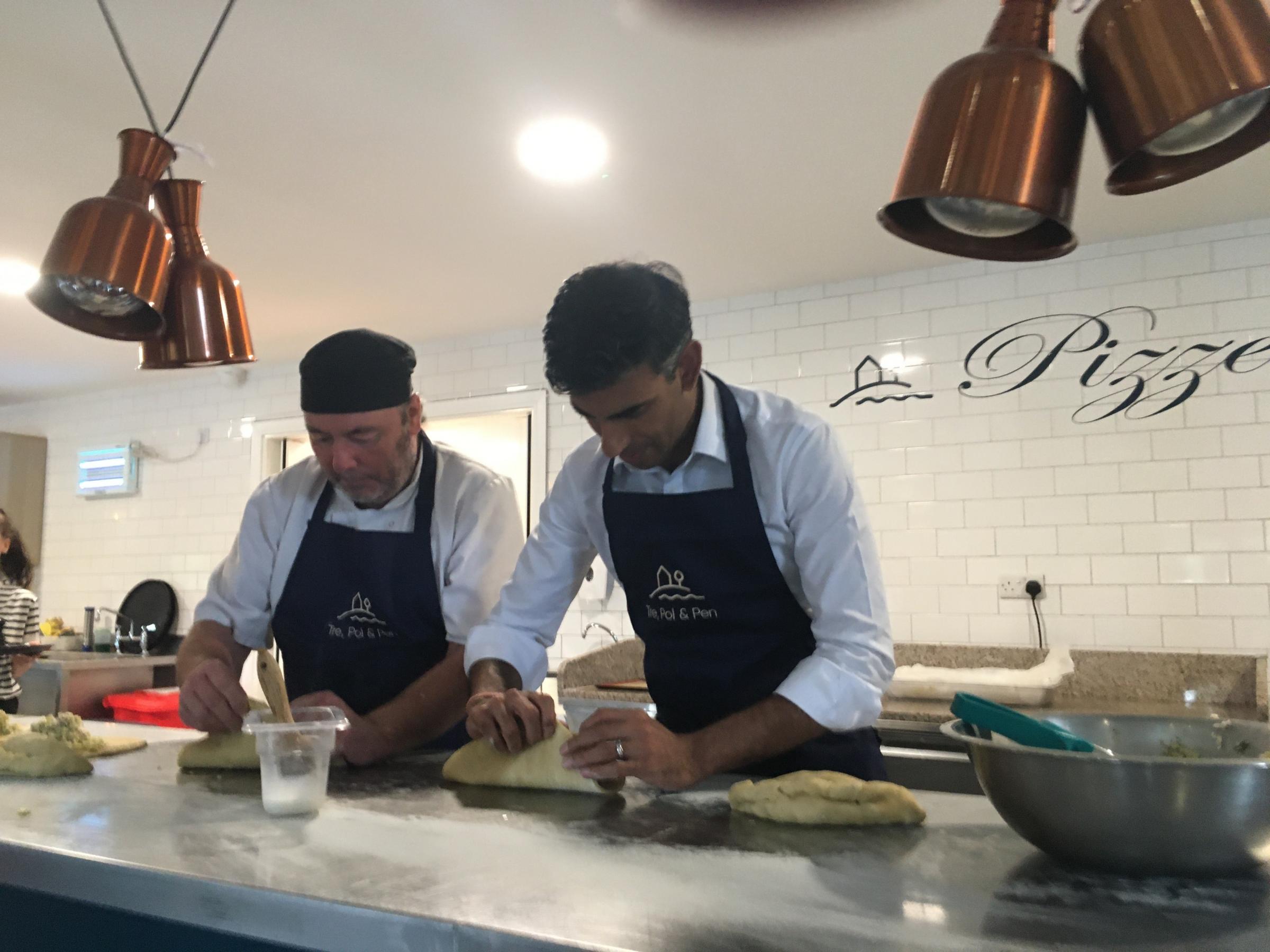 Rishi Sunak tries his hand at making at pasty while on a visit to Tre, Pol & Pen in Launceston Picture: Richard Whitehouse/LDRS