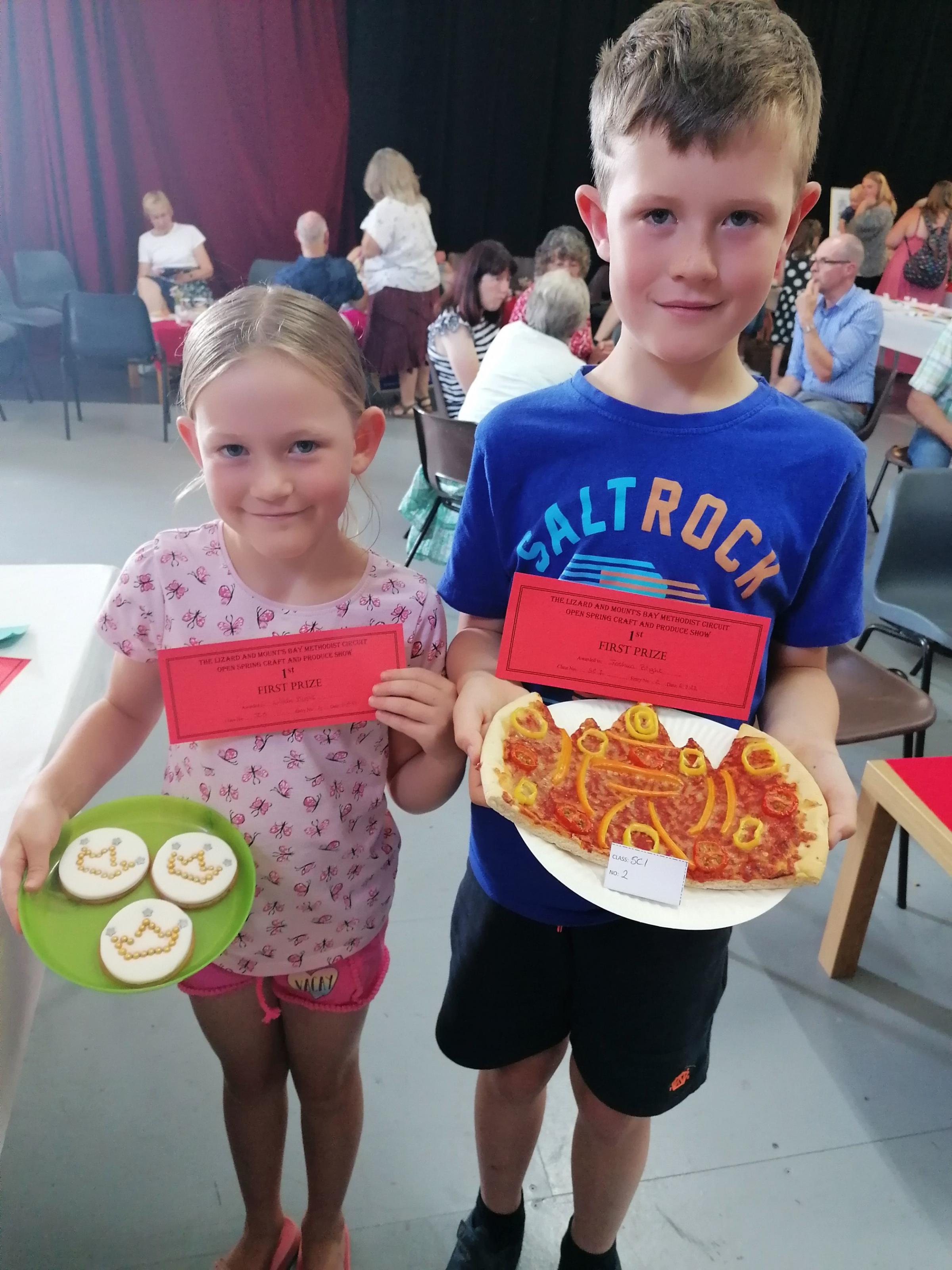 Lillian and Joshua Blight with their first prize entries