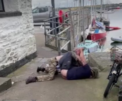 A still from a video of anti-social behavior filmed on Upton Slip and seen by the Packet