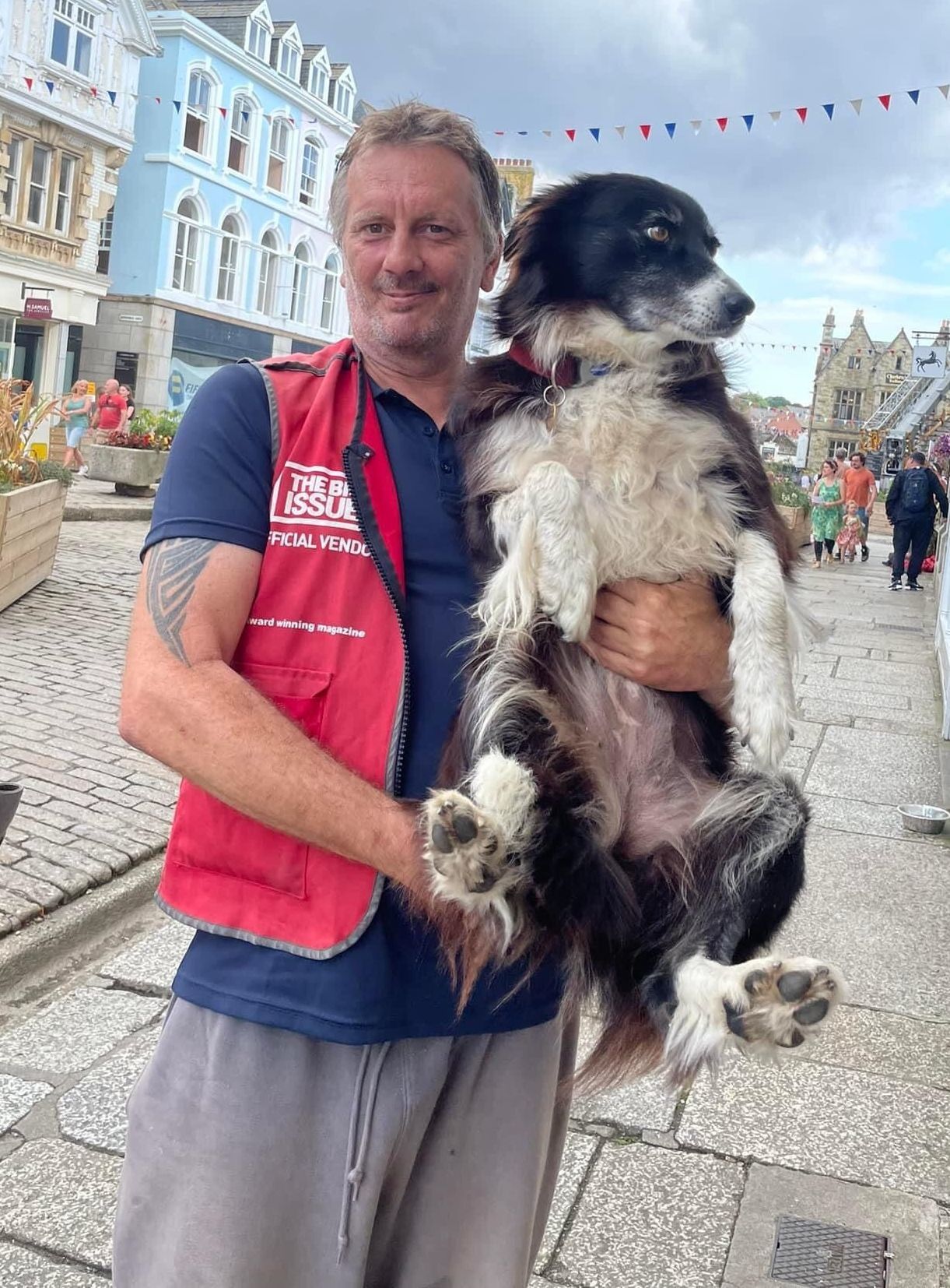Big Issue seller Steve Corbett with his dog Blueberry Picture: Nick Cuthbert