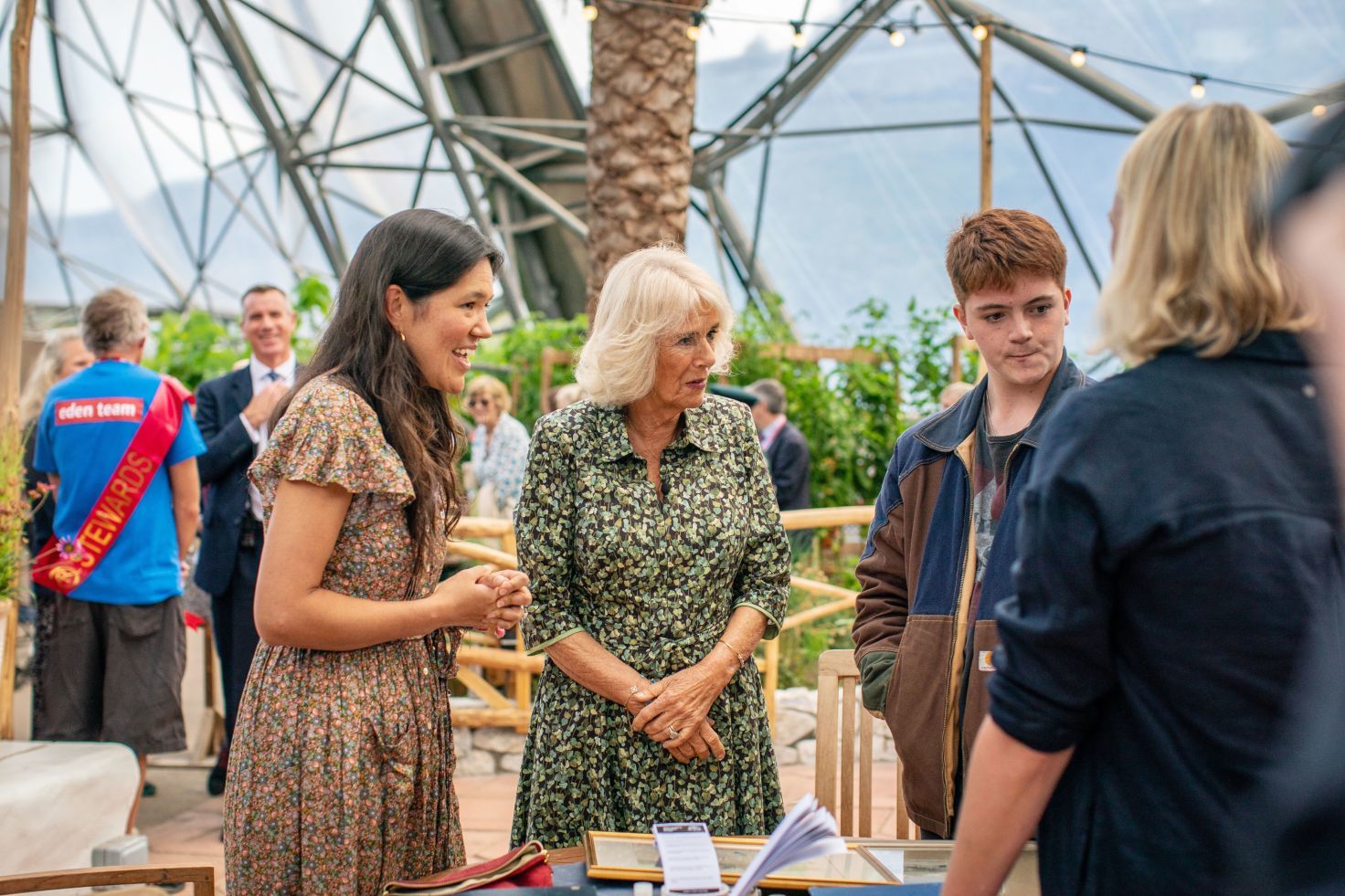 Antiques Roadshow art expert Frances Christie the Duchess of Cornwall and a Roadshow visitor