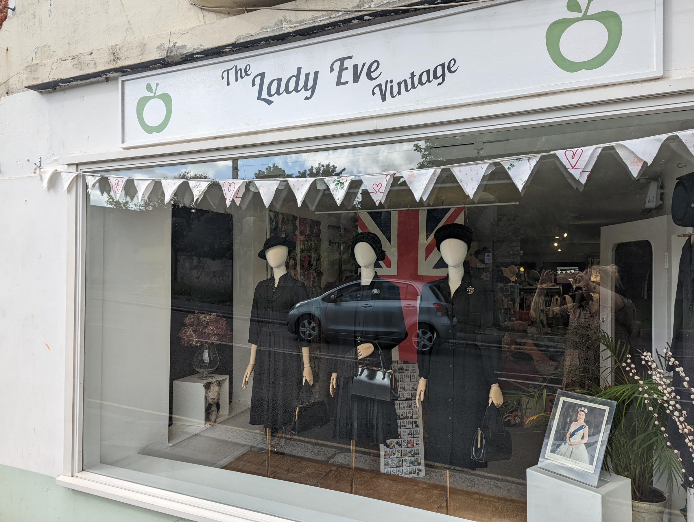 The Lady Vintage Eve tribute window display