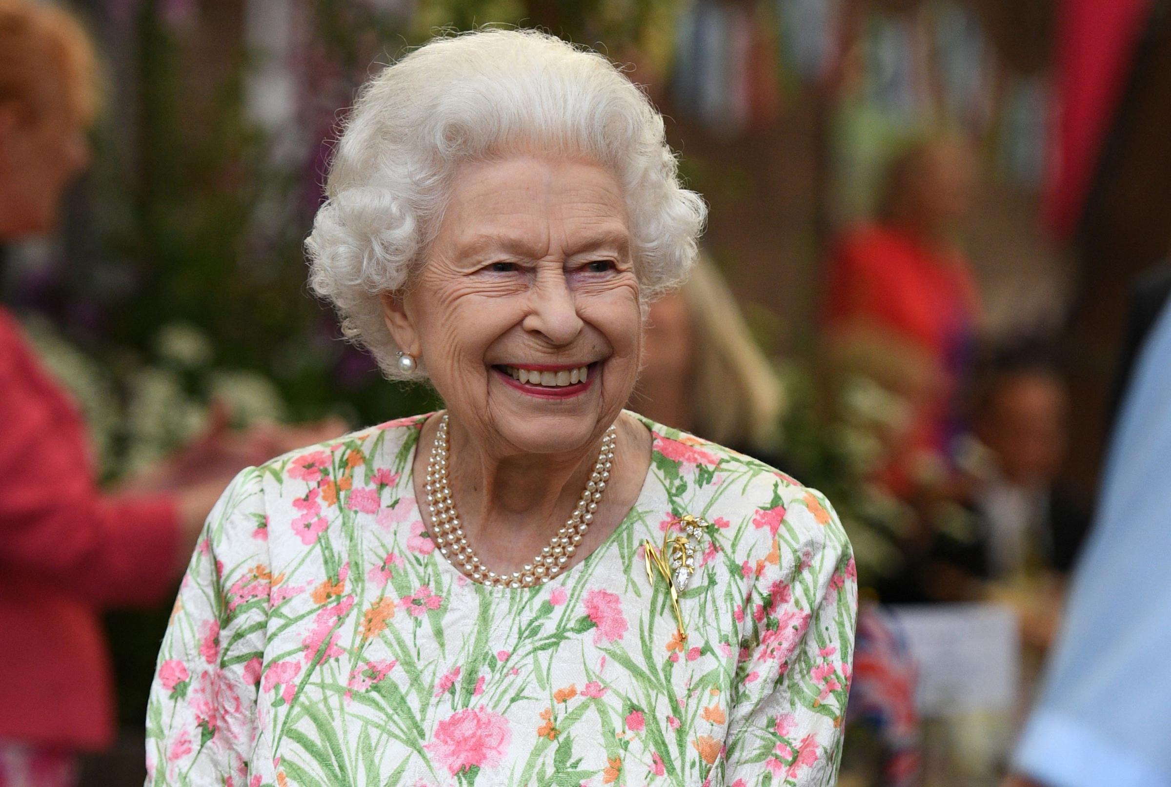 The Queen wore floral to the Eden Project in Cornwall last year during the G7 Summit Picture: PA