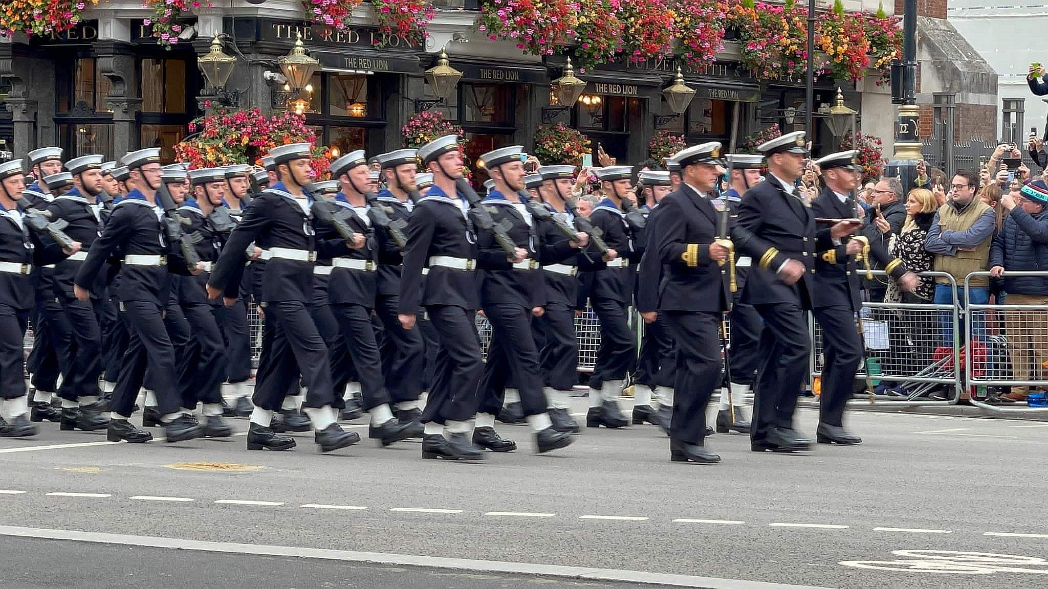 Royal Navy sailors on parade before they escoted the Queens coffin Picture: James Kitto