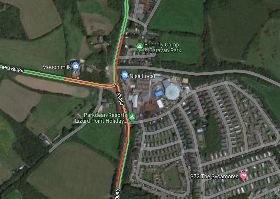 Google Maps shows congestion around the crash site