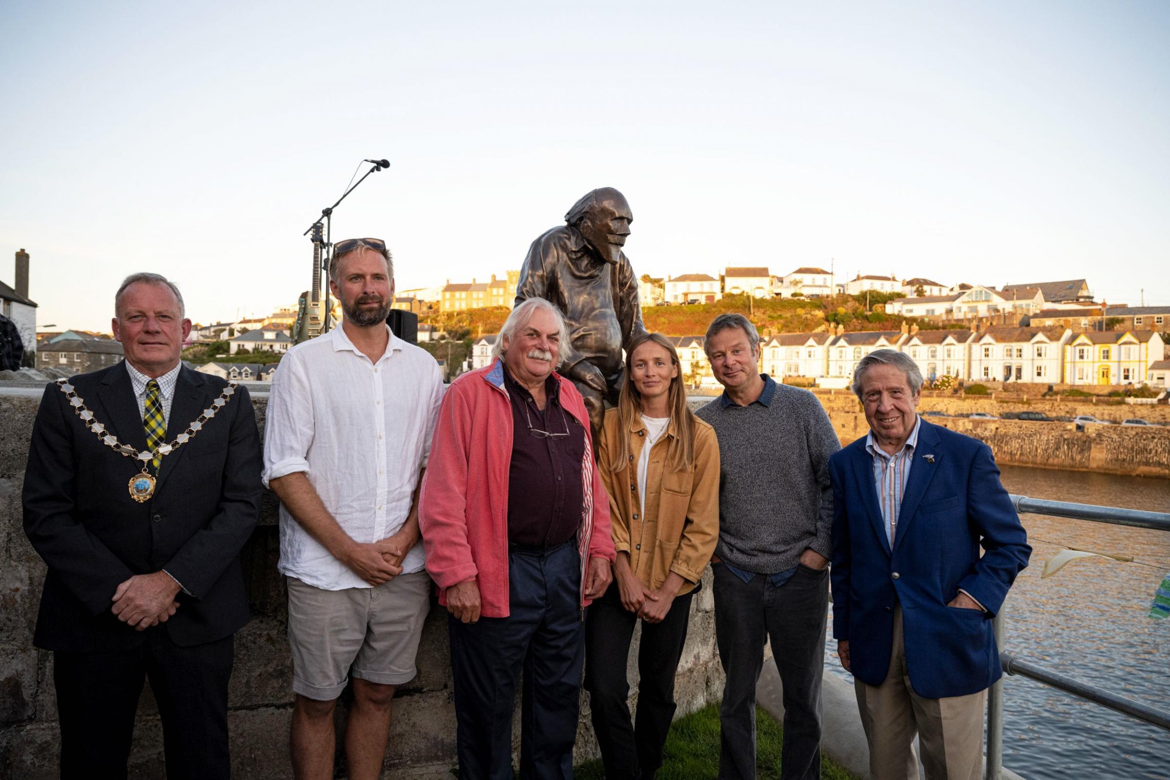 Mike Toy, Dan Crockett of Blue Marine Foundation, Dave Rogers, sculptor Holly Bendall, Hugh Fearnley Whittingstall and Trevor Osborne at the unveiling Picture: Kathy White