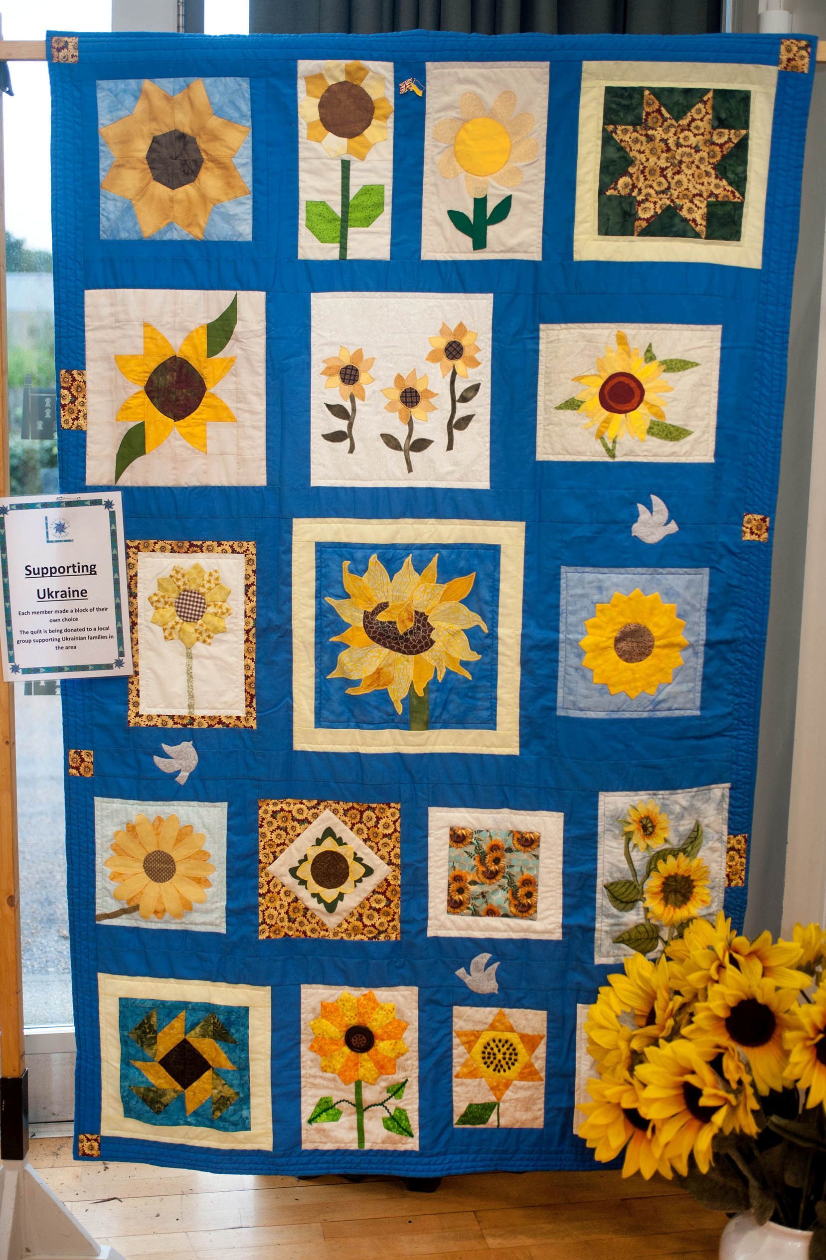 The quilt made by the group in support of the Ukraine