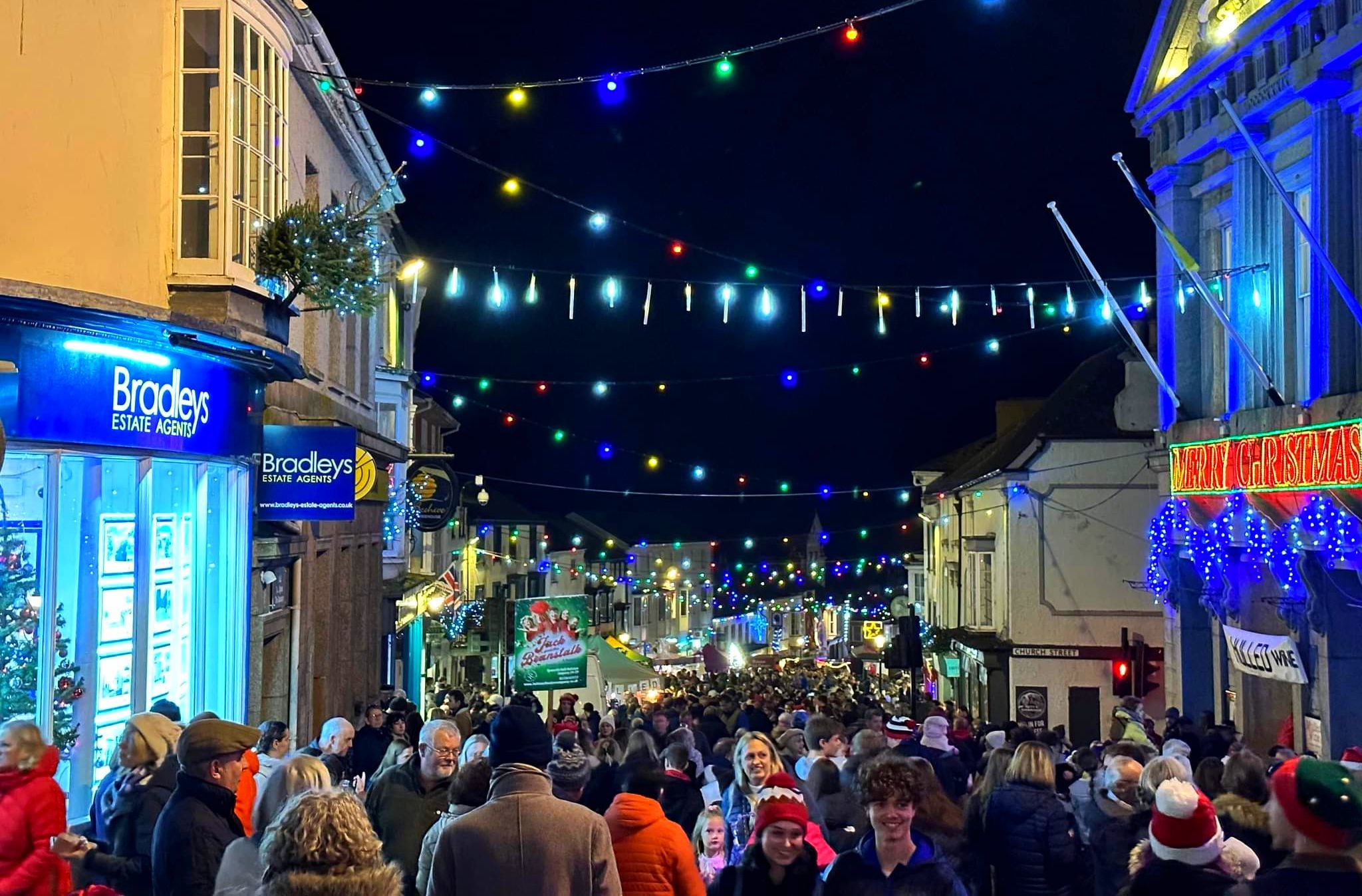 Crowds of people enjoy the lights display Picture: Dan West