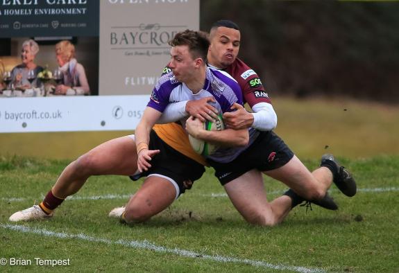 Falmouth Packet: Wing Arthur Relton is about to score his second try. Falmouth Packet: Wing Arthur Relton is about to score his second try.