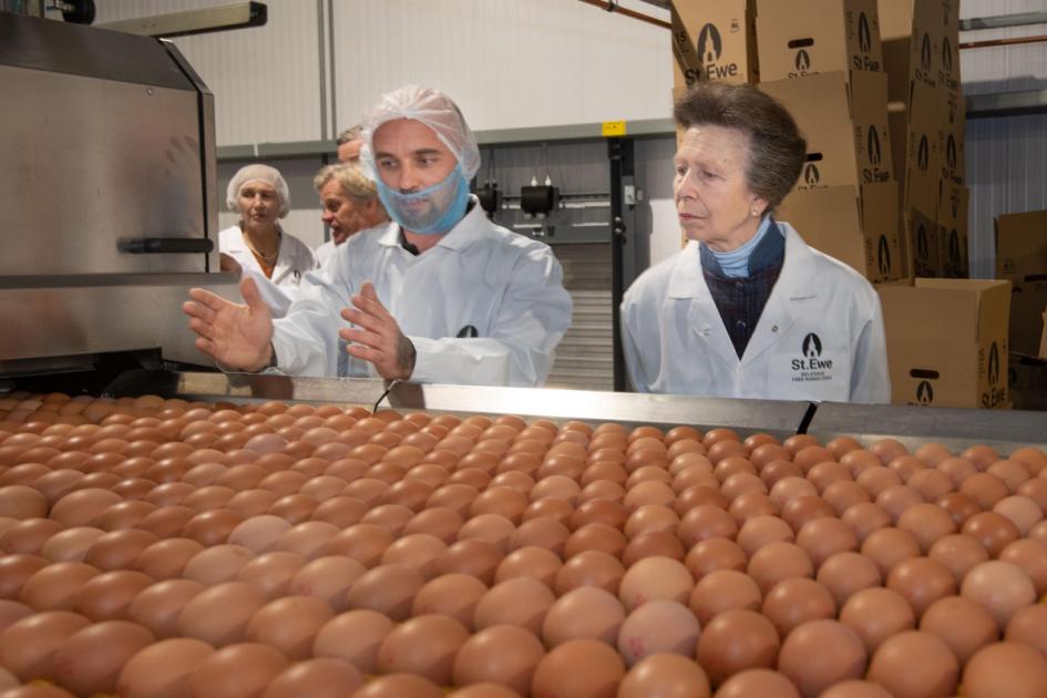 Princess Anne visits Cornwall at St. Ewe Free Range Eggs 